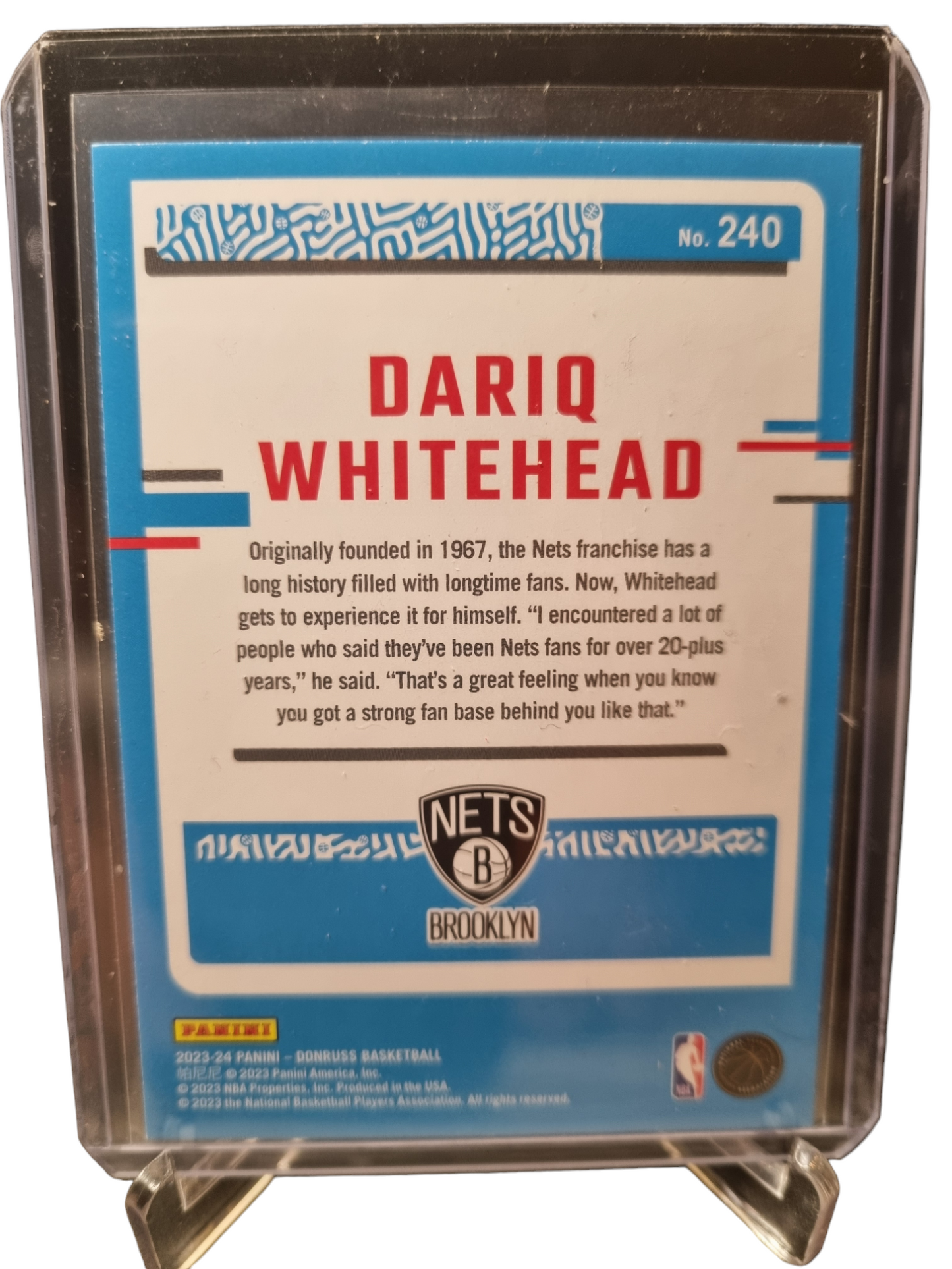 2023-24 Panini Donruss #240 Dariq Whitehead Rated Rookie