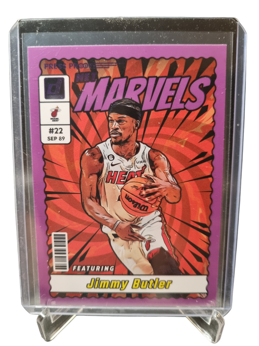 2023-24 Panini Donruss #16 Jimmy Butler Net Marvels Purple Press Proof