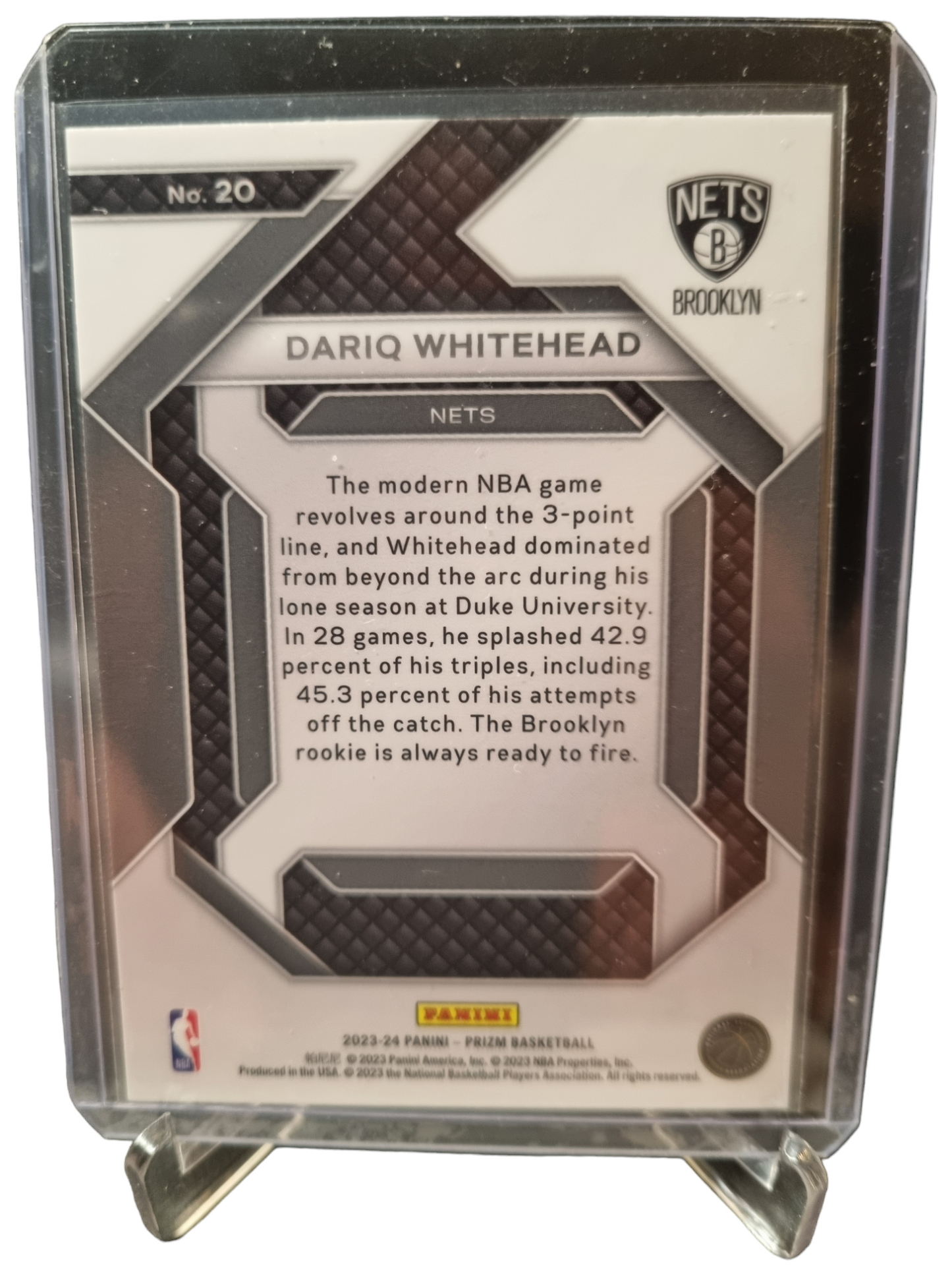 2023-24 Panini Prizm #20 Dariq Whitehead Rookie Card Emergent