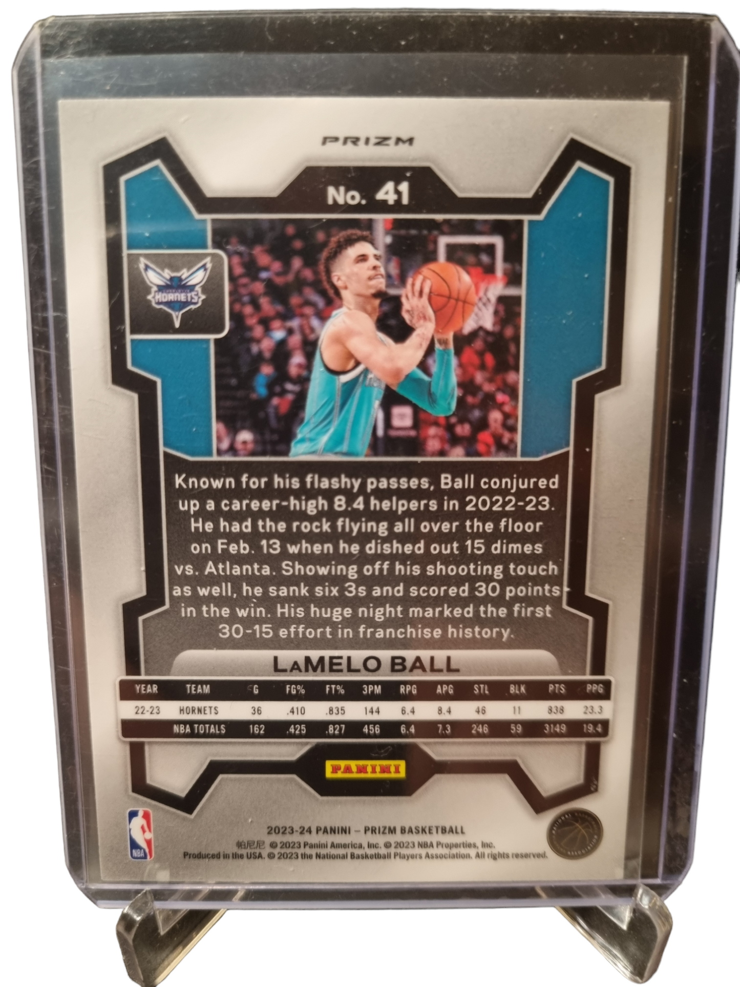 2023-24 Panini Prizm #41 LaMelo Ball Silver Hyper Prizm