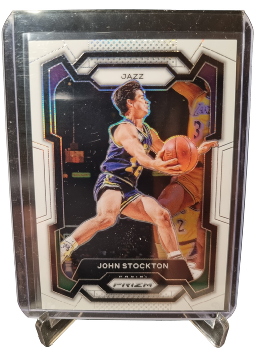 2023-24 Panini Prizm #198 John Stockton White Prizm 005/175