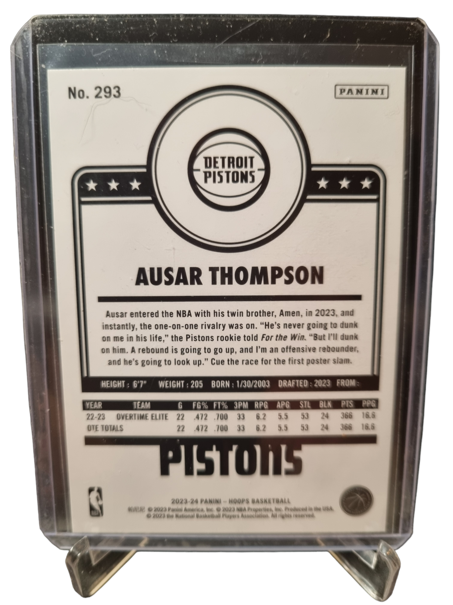 2023-24 Hoops #293 Ausar Thompson Rookie Card