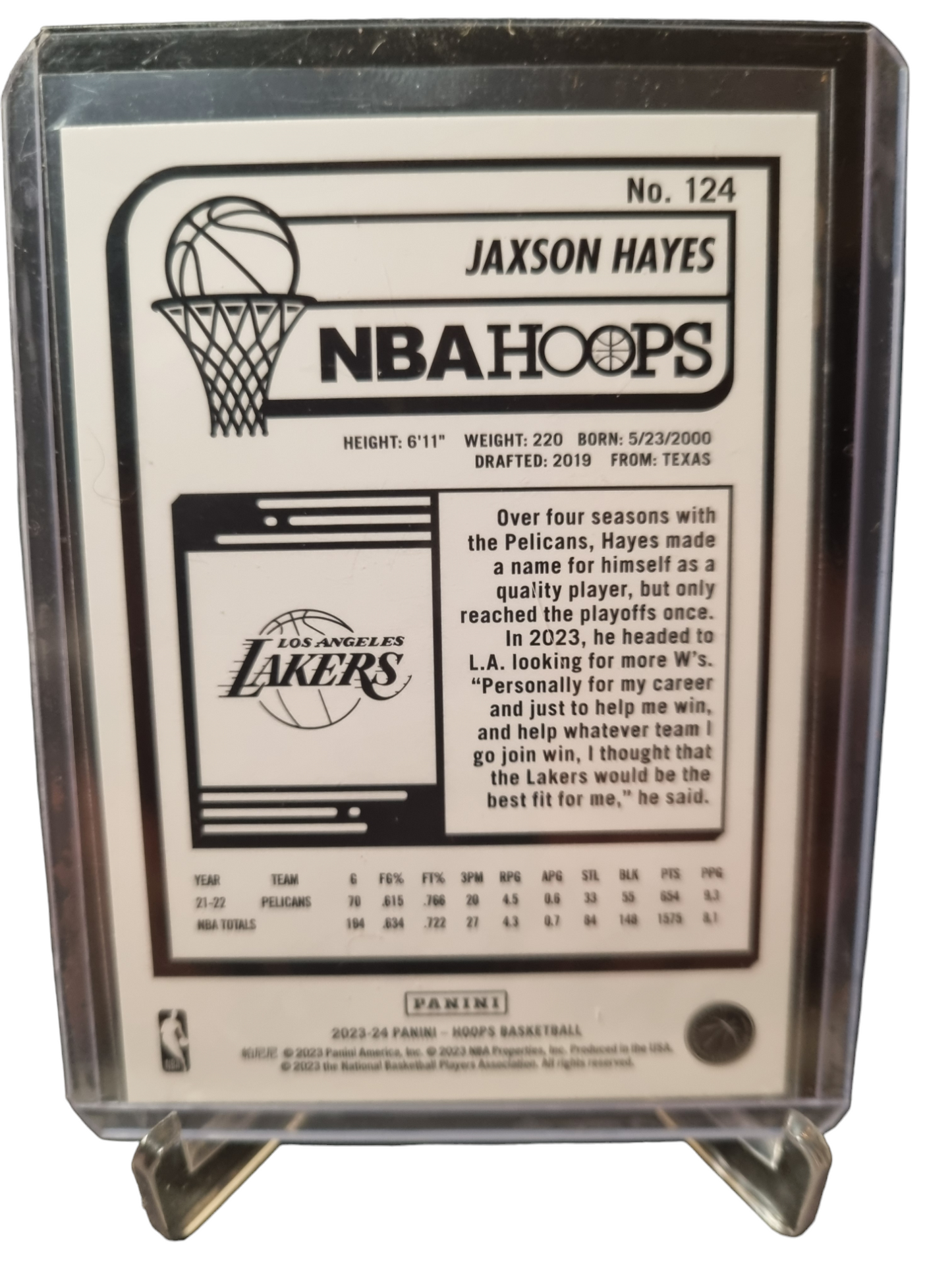 2023-24 Panini Hoops #124 Jaxson Hayes Purple