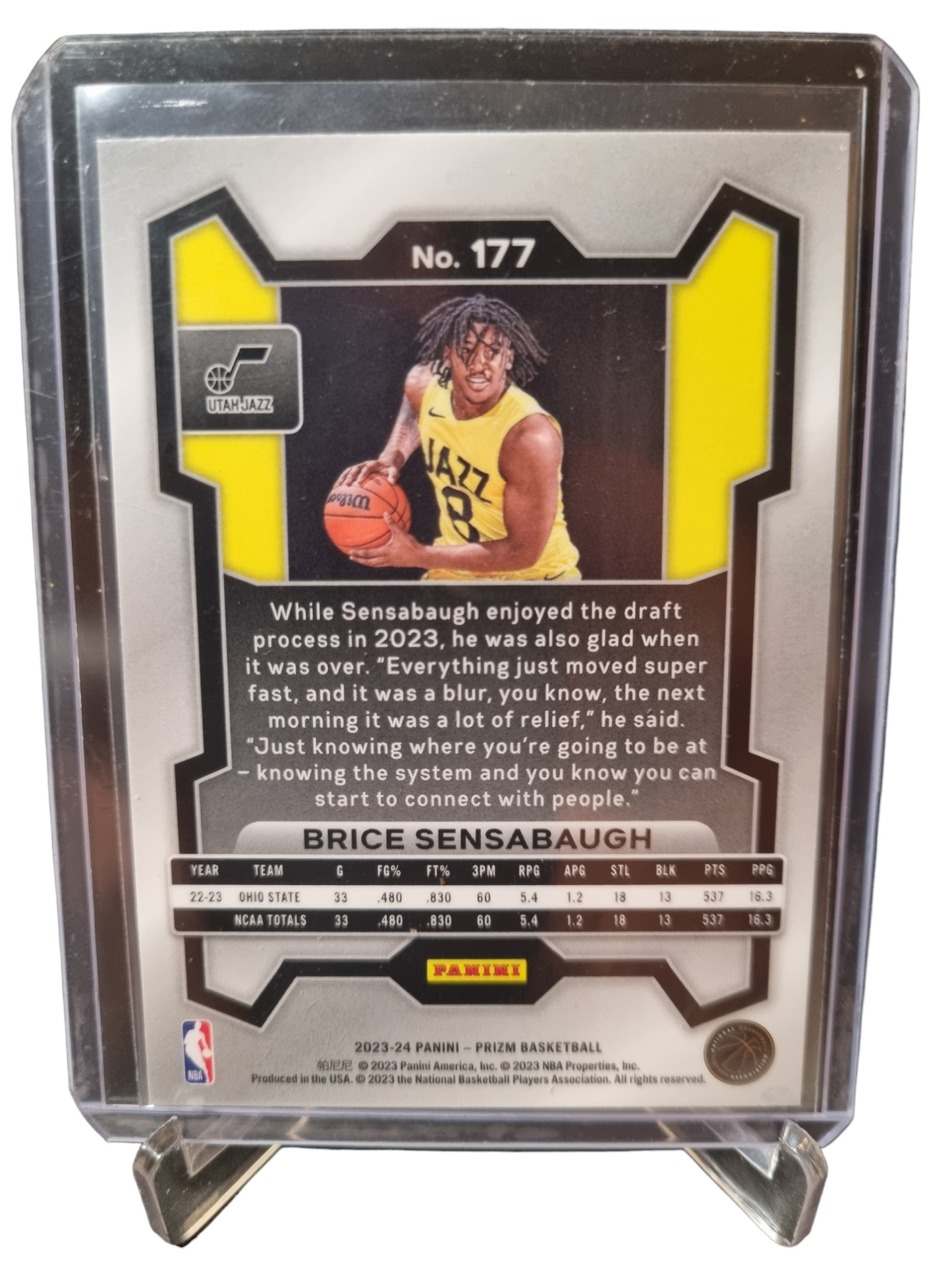 2023-24 Prizm #177 Brice Sensabaugh Rookie Card