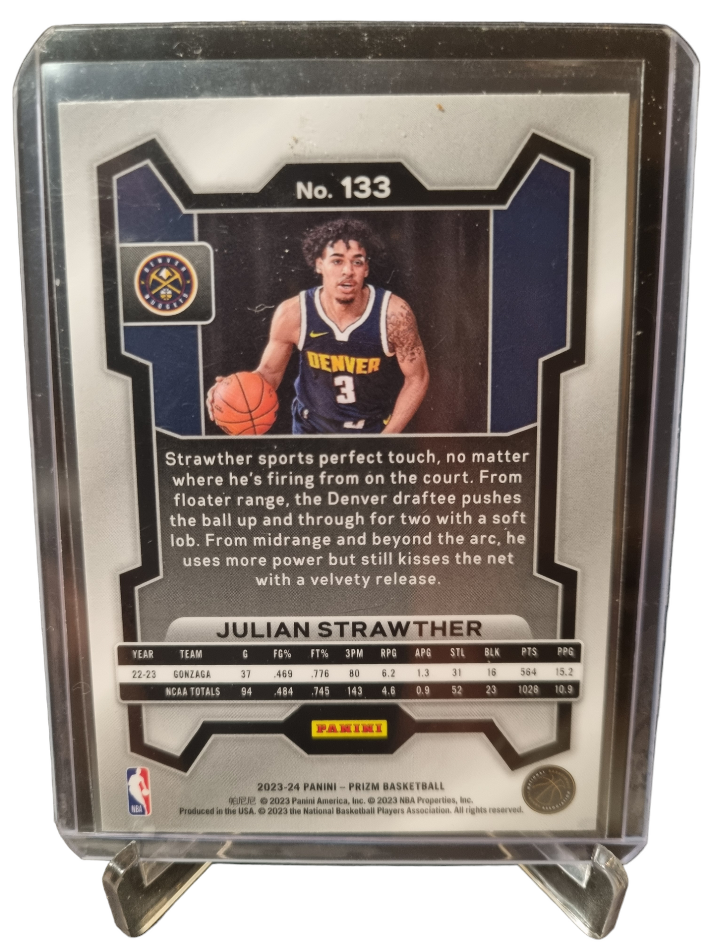 2023-24 Panini Prizm #133 Julian Strawther Rookie Card