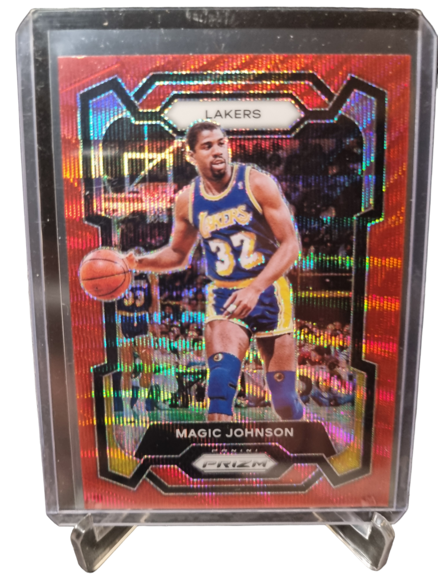 2023-24 Panini Prizm #185 Magic Johnson Red Wave Prizm