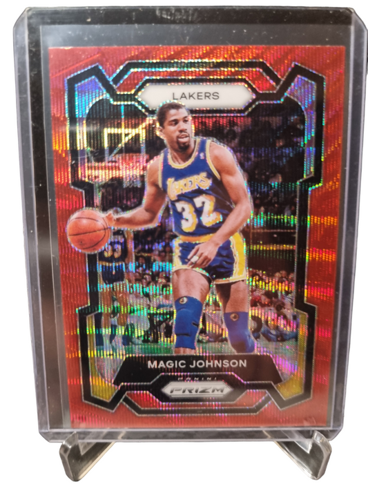 2023-24 Panini Prizm #185 Magic Johnson Red Wave Prizm