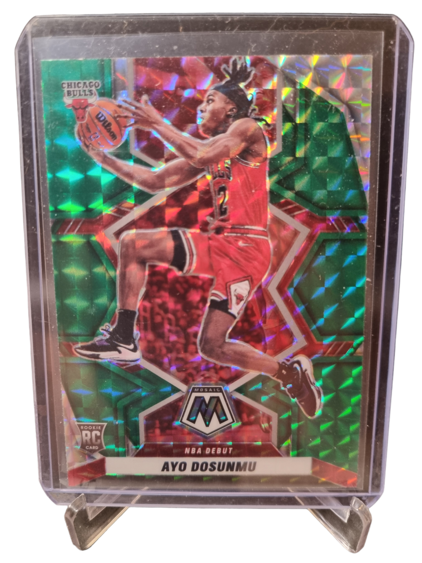 2021-22 Panini Mosaic #96 Ayo Dosunmu Rookie Card Green Mosaic Prizm