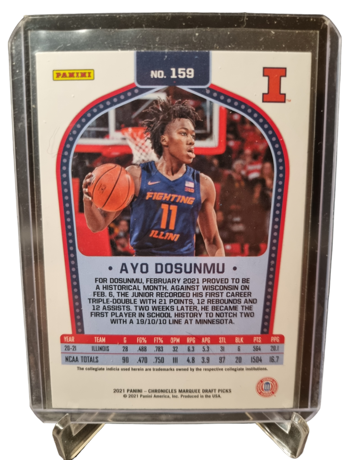 2021-22 Panini Chronicles Marquee Draft Picks #159  Ayo Dosunmu Rookie Card Silver Prizm