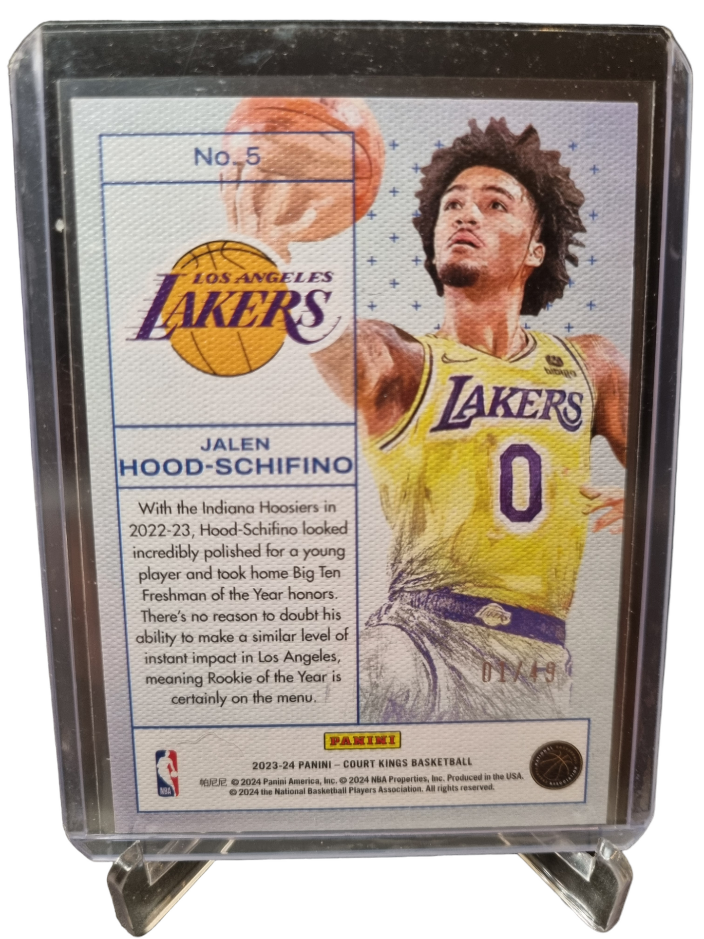 2023-24 Panini Court Kings #5 Jalen Hood-Schifino Rookie Card Works in Progress 01/49