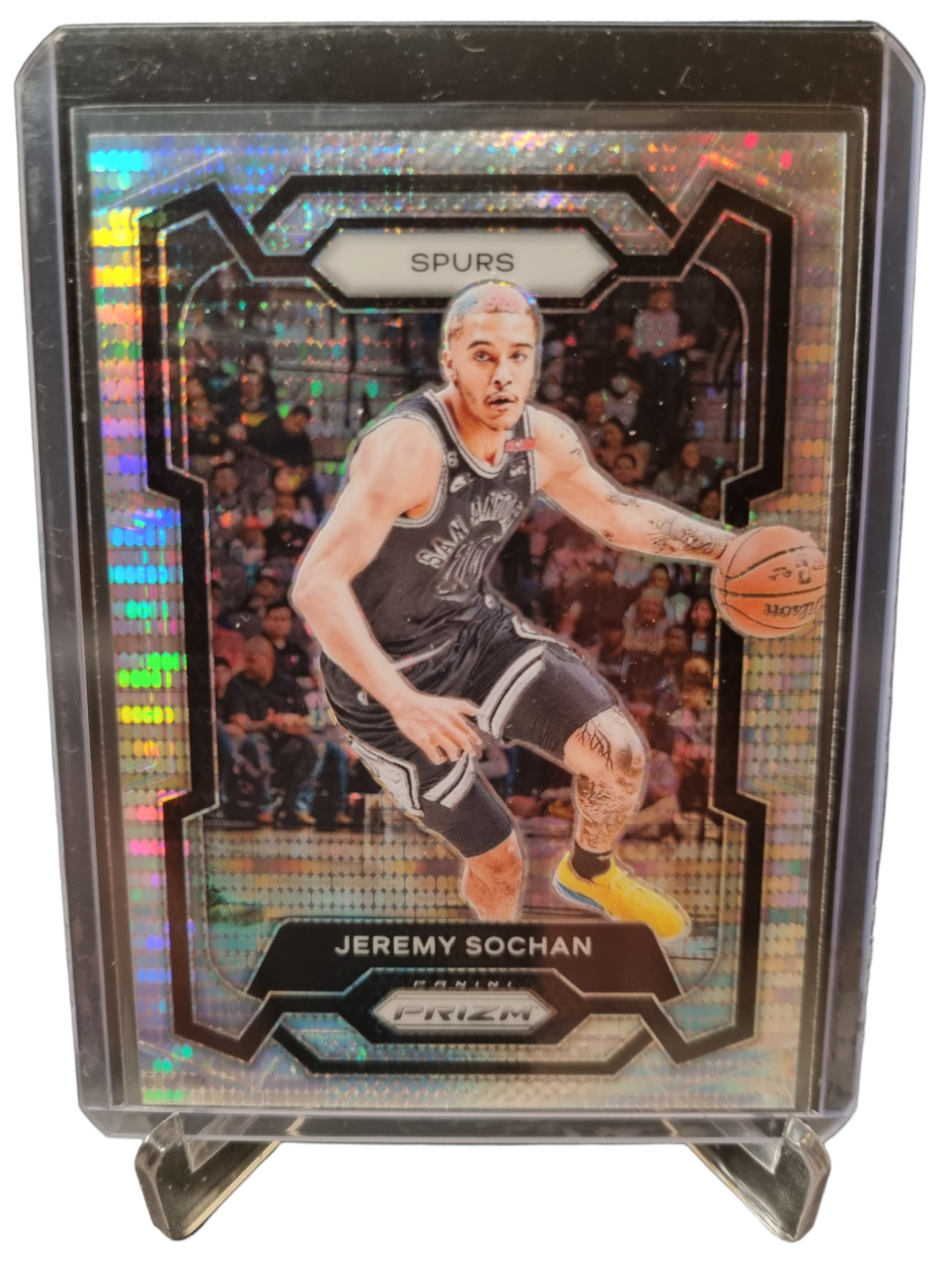 2023-24 Panini Prizm #122 Jeremy Sochan Silver Pulsar Prizm