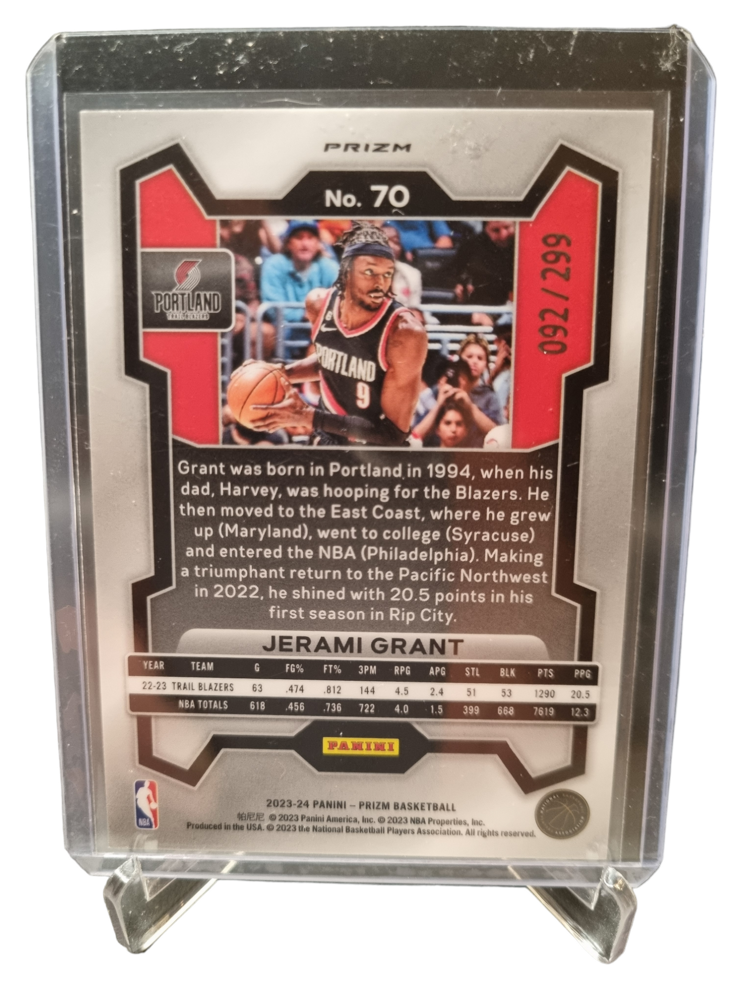 2023-24 Panini Prizm #70 Jerami Grant Red Prizm 092/299