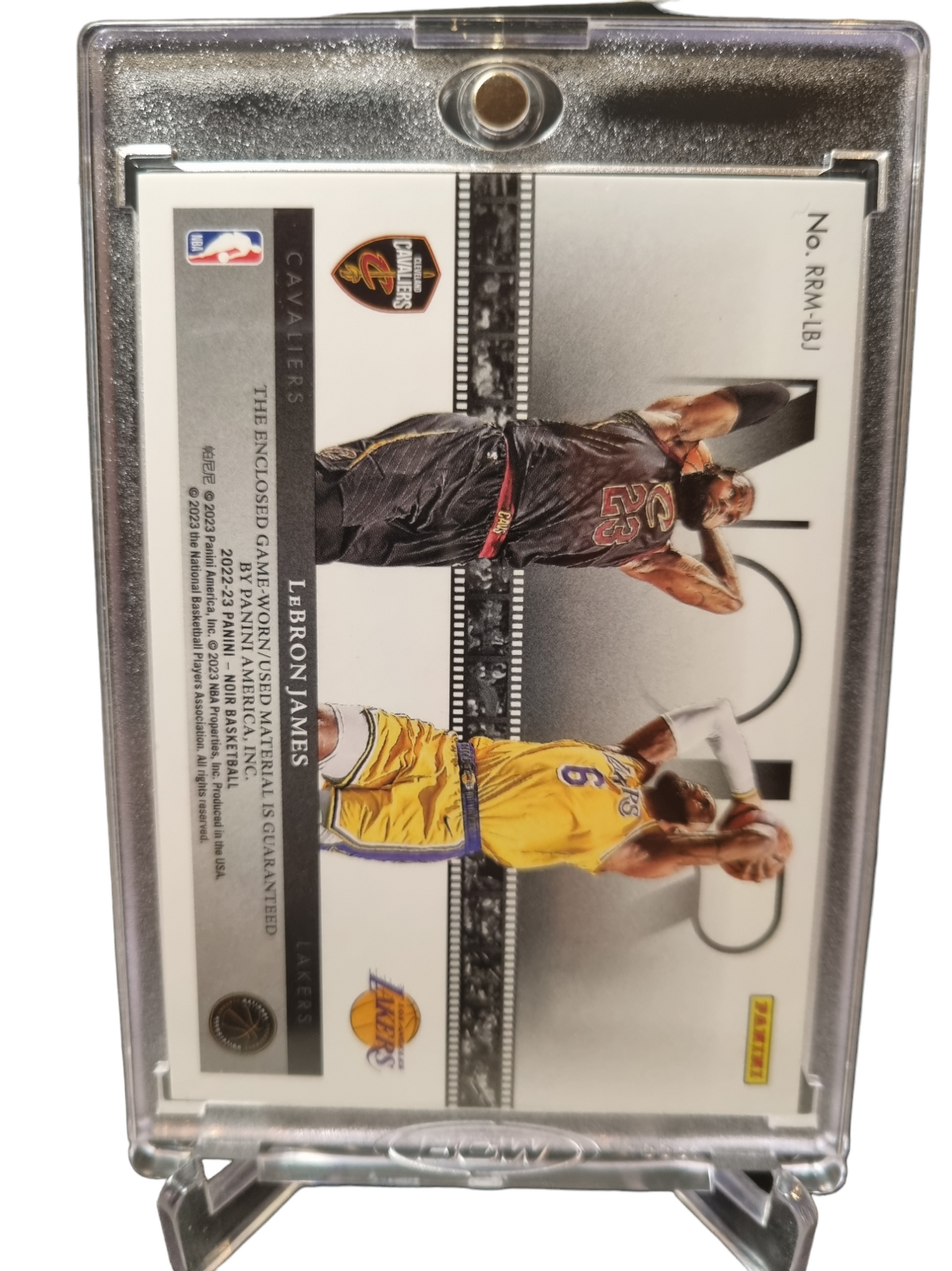 2022-23 Panini Noir #RRM-LBJ Lebron James Reel to Reel Duel Game Worn Patches 48/99