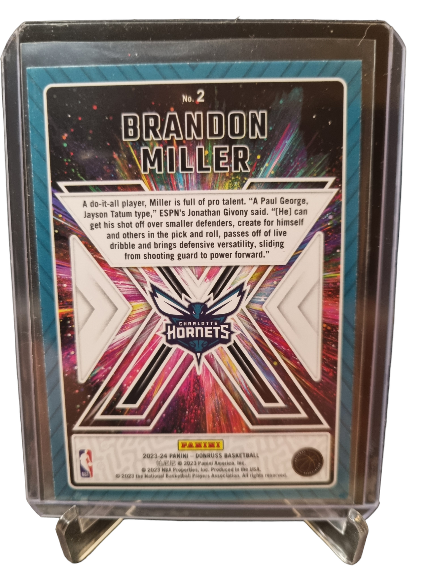 2023-24 Panini Donruss #2 Brandon Miller Rookie Card Great X-Pectations