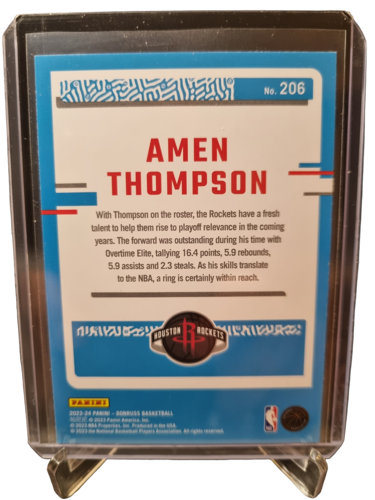 2023-24 Donruss #206 Amen Thompson Rookie Card Rated Rookie Green Laser