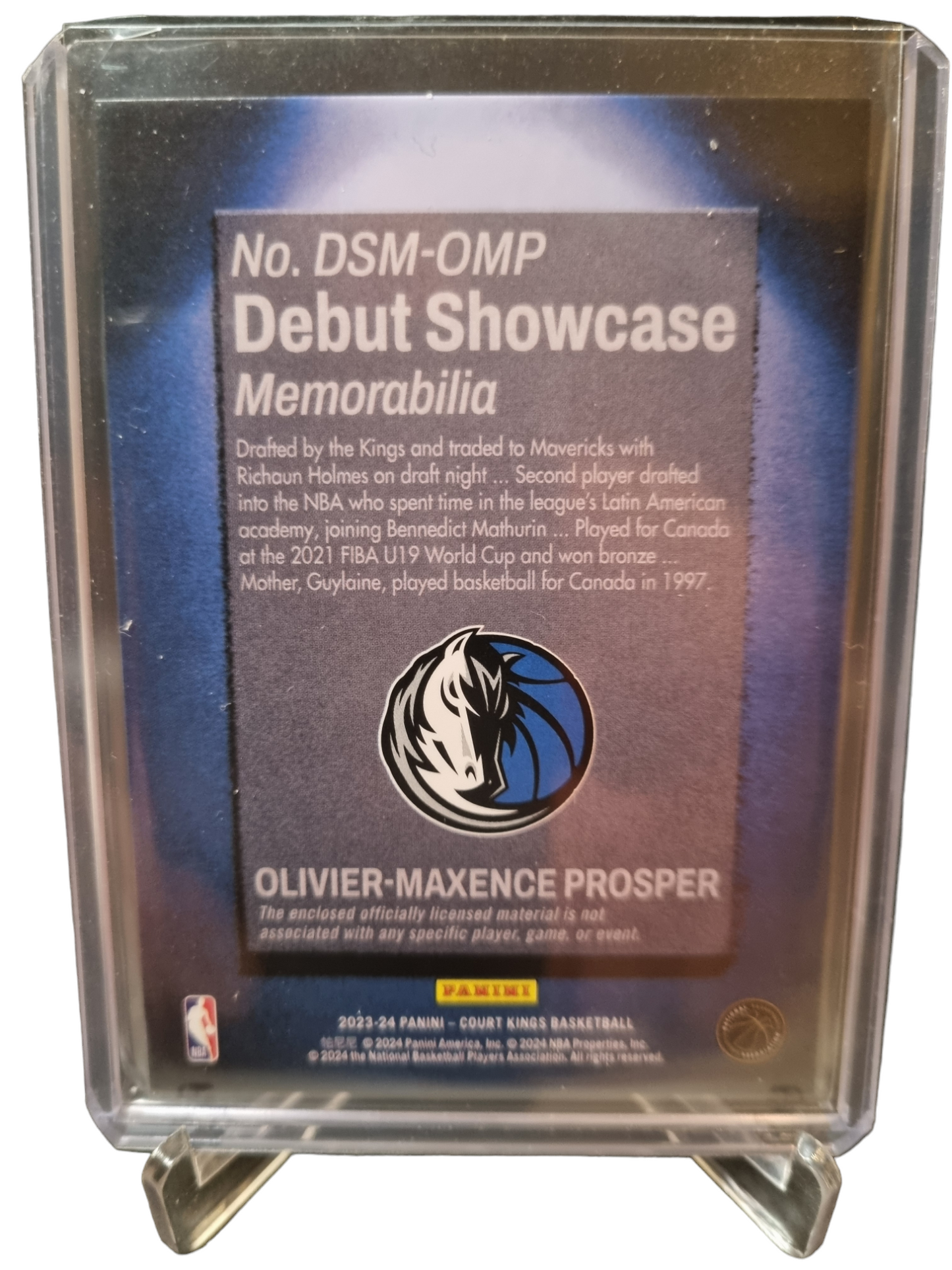 2023-24 Panini Court Kings #DSM-OMP Oliver-Maxence Prosper Rookie Card Debut Showcase Memorabilia