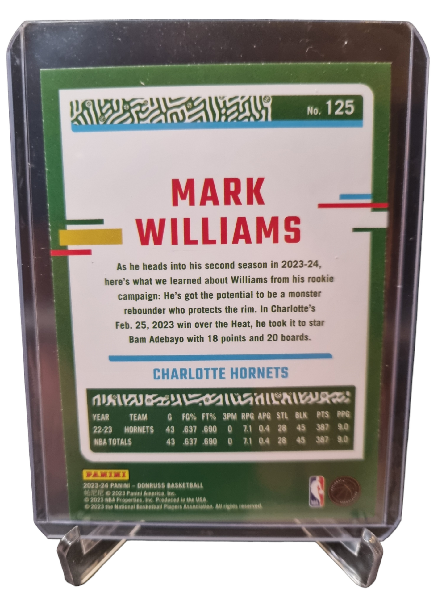 2023-24 Panini Donruss #125 Mark Williams Green Laser