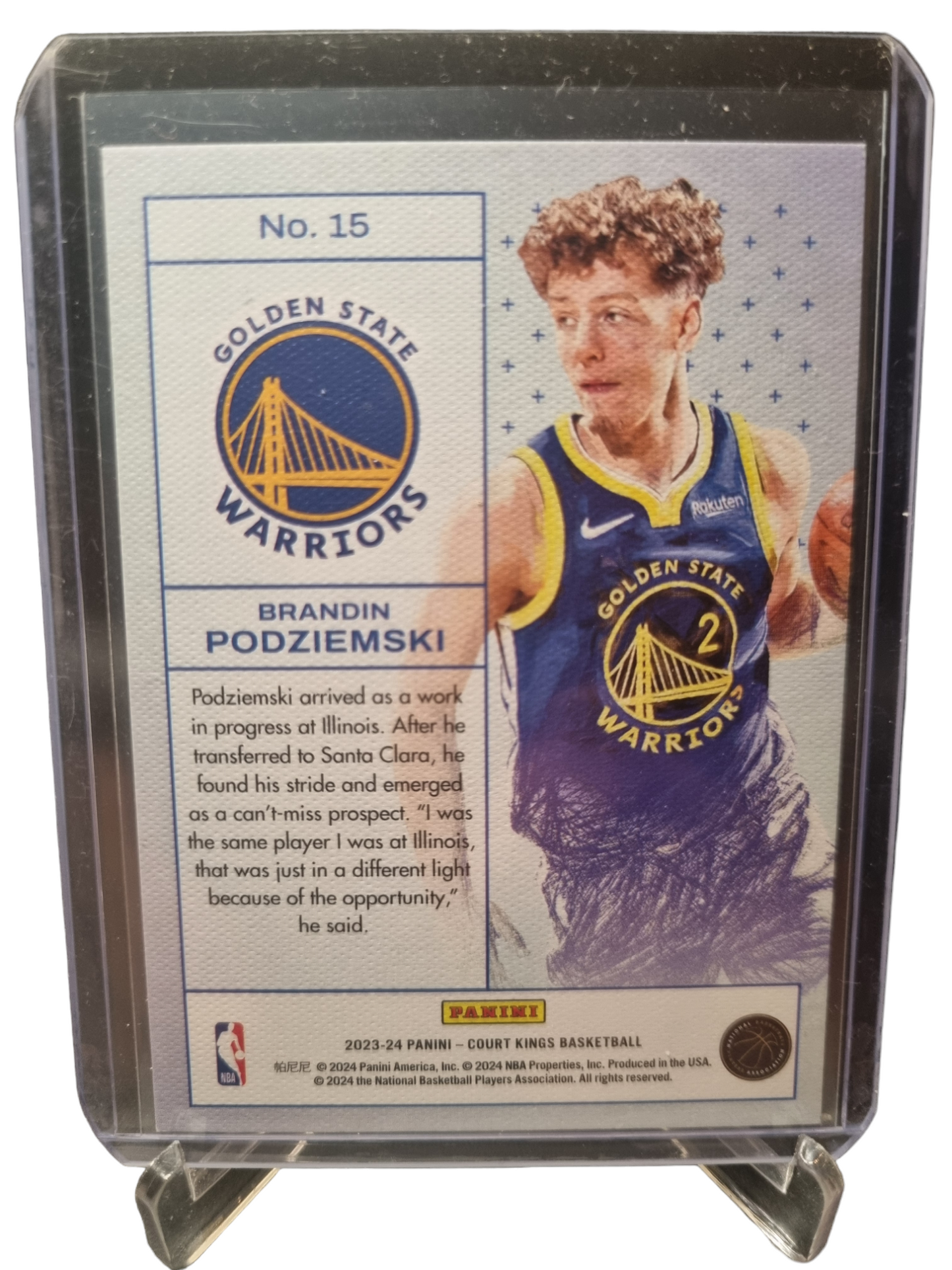 2023-24 Panini Court Kings #15 Brandin Podziemski Rookie Card Works In Progress