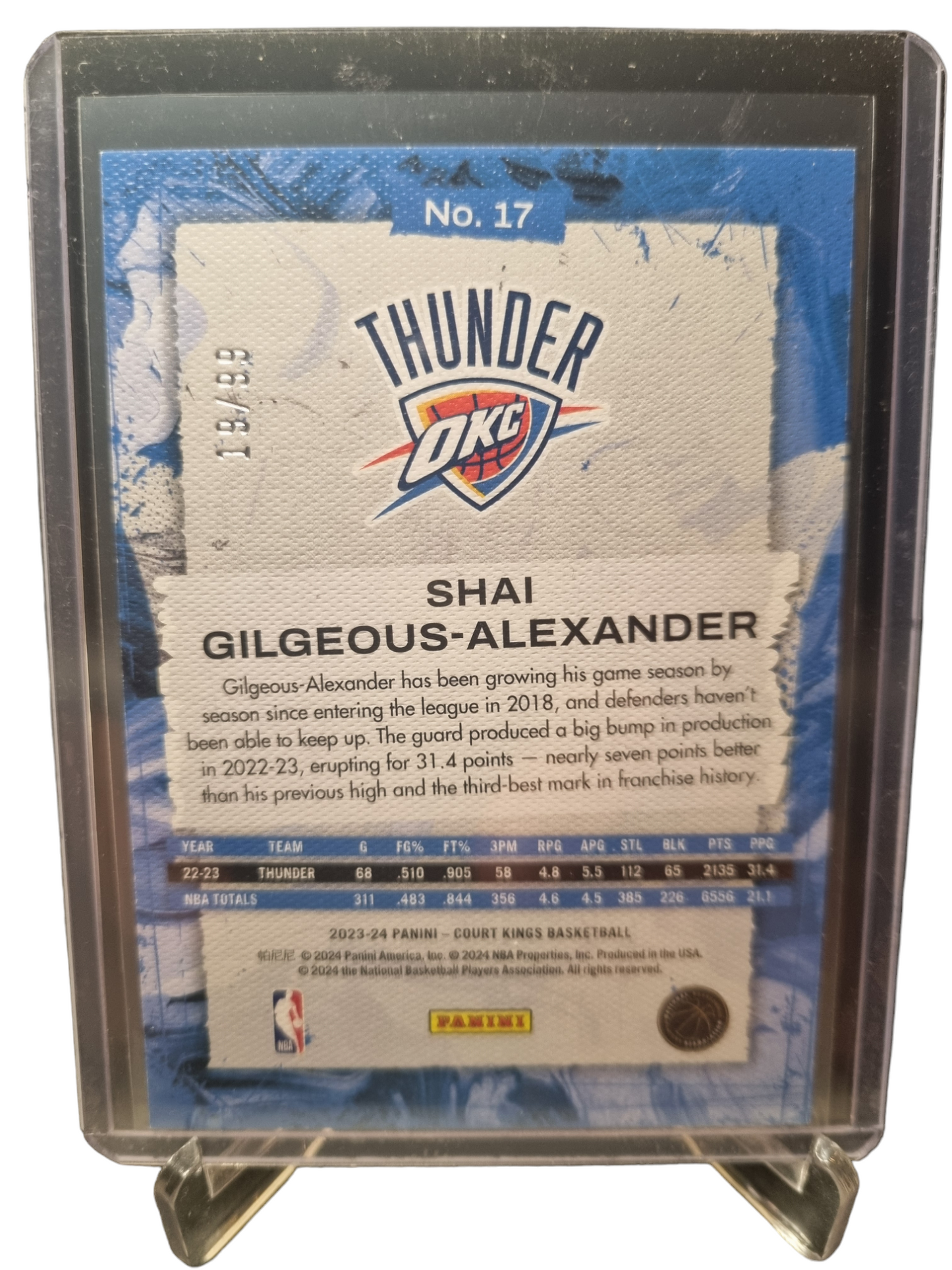 2023-24 Panini Court Kings #17 Shai Gilgeous-Alexander 19/99