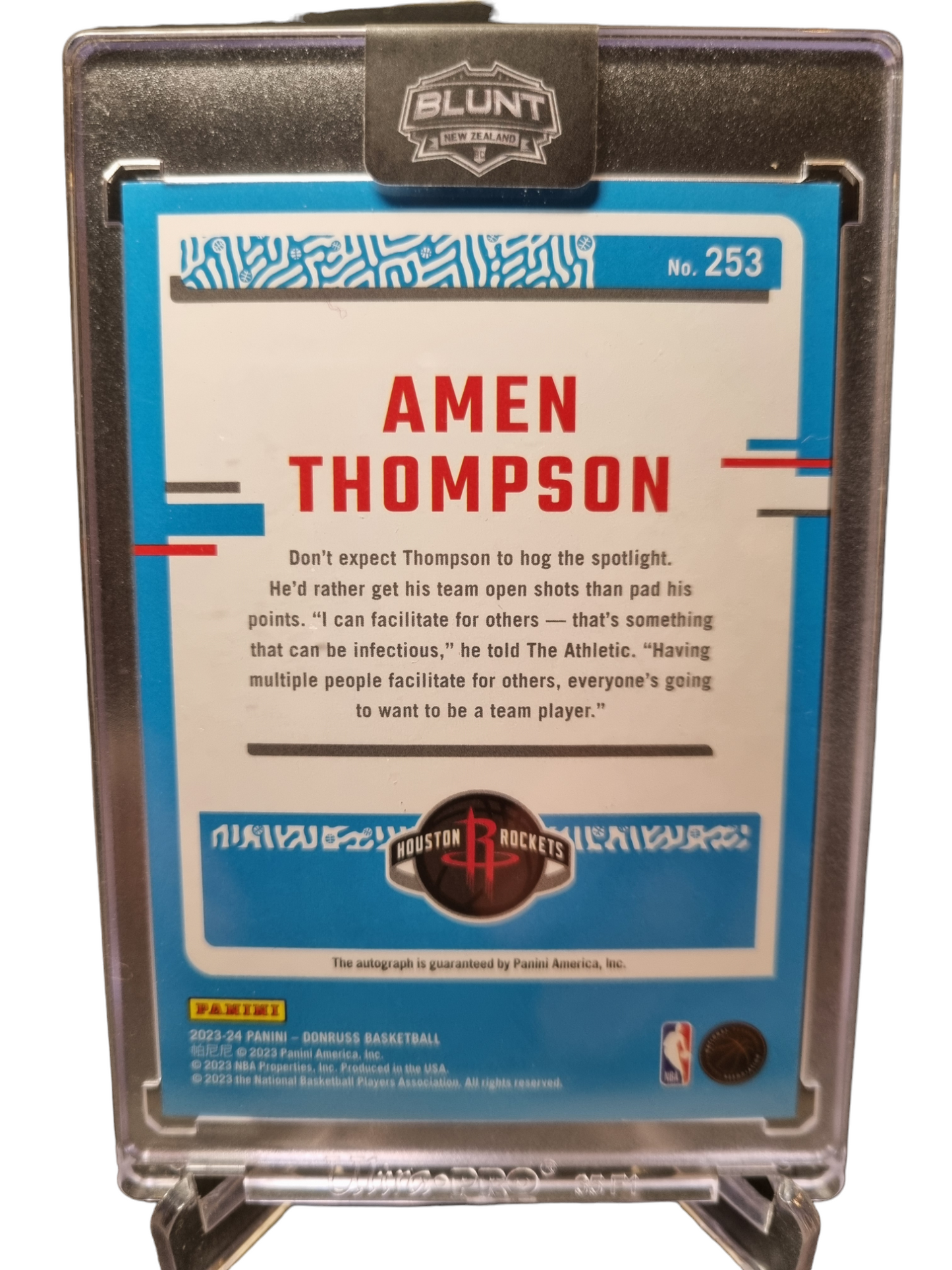 2023-24 Donruss #253 Amen Thompson Rookie Card Rated Rookie Diamond Border Holo Autograph Numbered 16/75