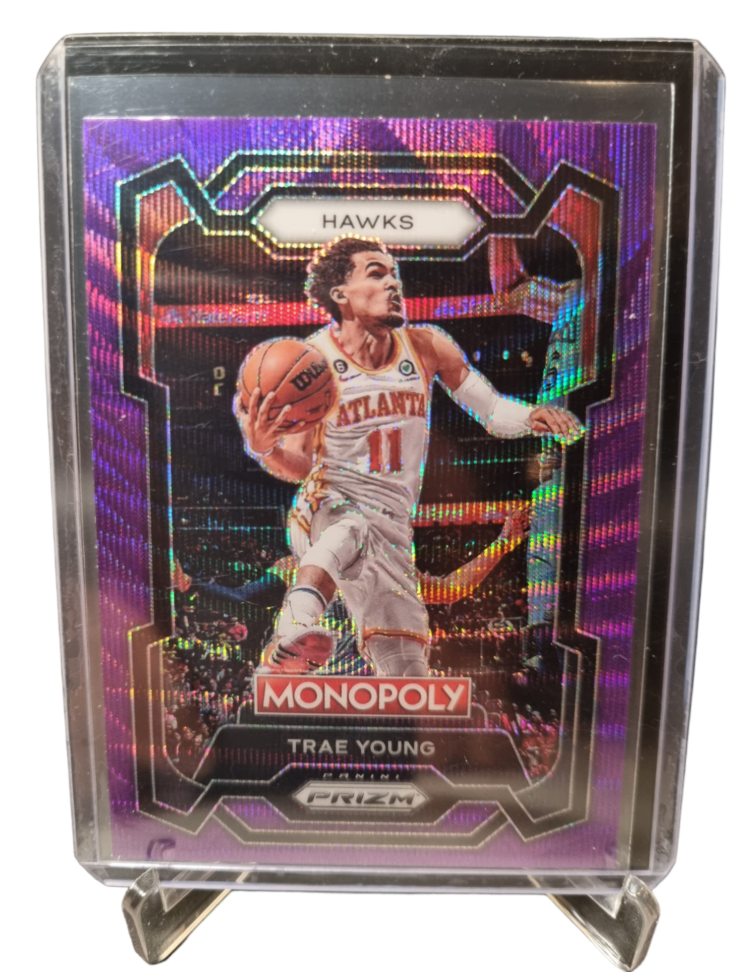 2023-24 Panini Prizm Monopoly #4 Trae Young Purple Wave Prizm