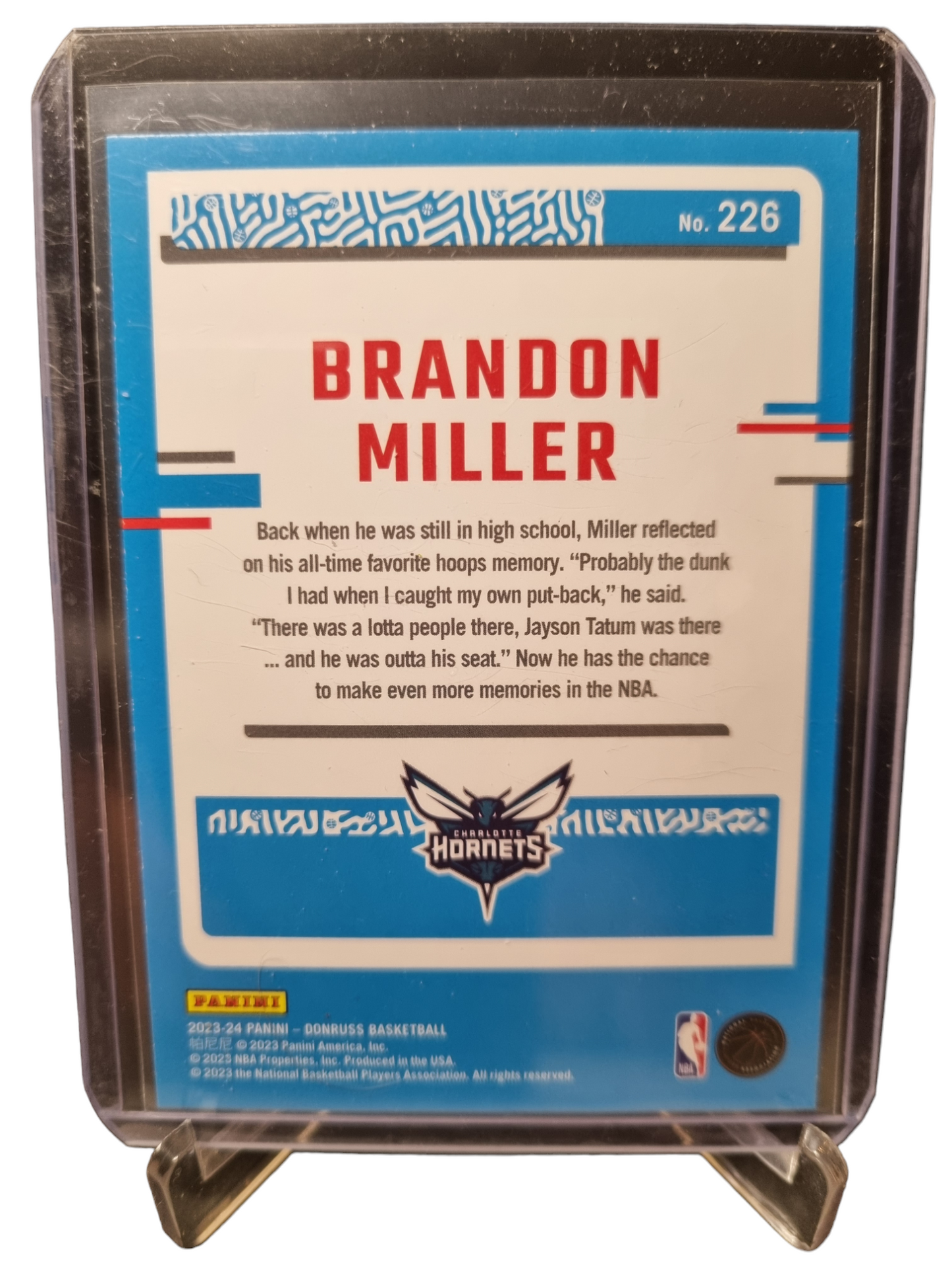 2023-24 Panini Donruss #226 Brandon Miller Rookie Card Rated Rookie Press Proof