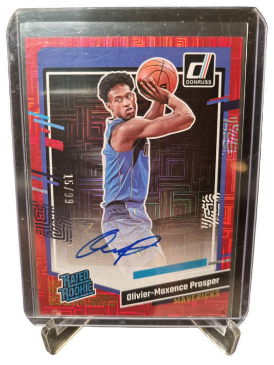 2023-24 Panini Donruss Choice #288 Oliver-Maxence Prosper Rookie Card Rated Rookie Red Laser Holo Autograph 15/99Autograph