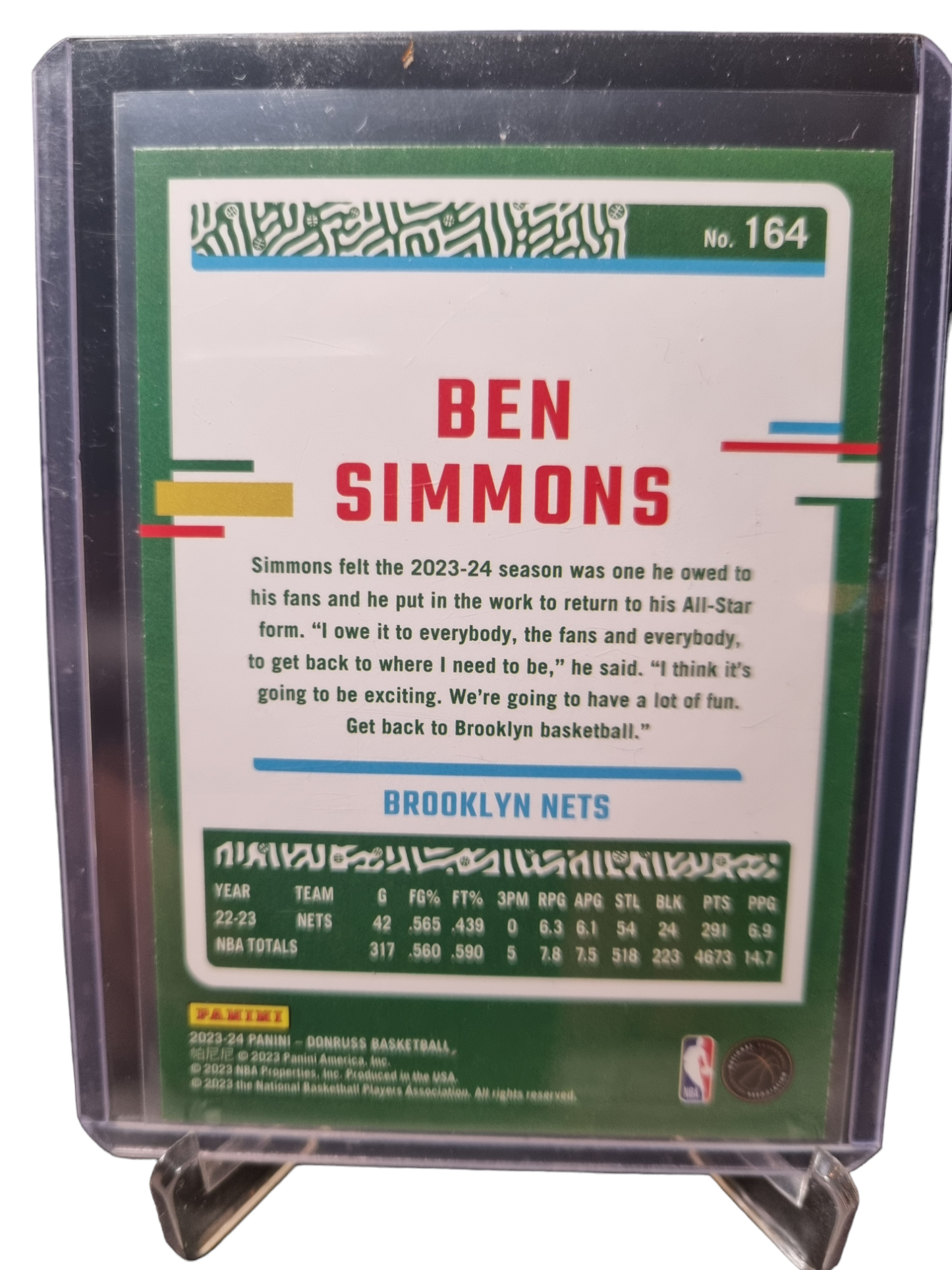 2023-24 Panini Donruss #164 Ben Simmons Blue Laser Holo 03/49