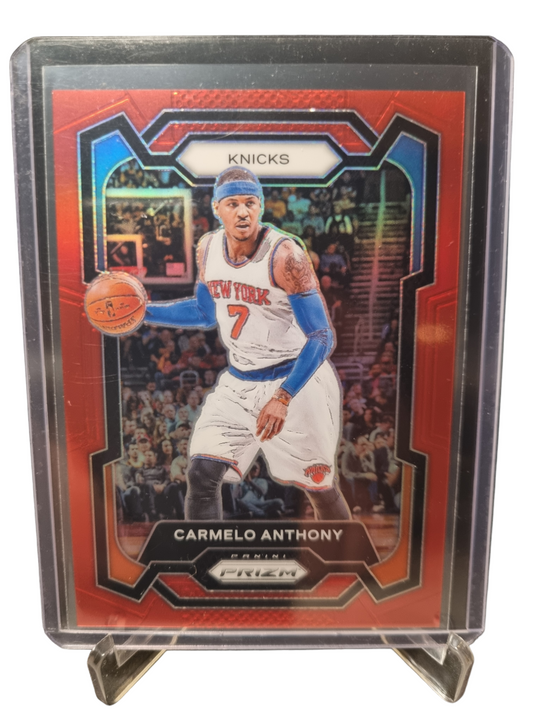 2023-24 Panini Prizm #186 Carmelo Anthony Red Prizm 089/299