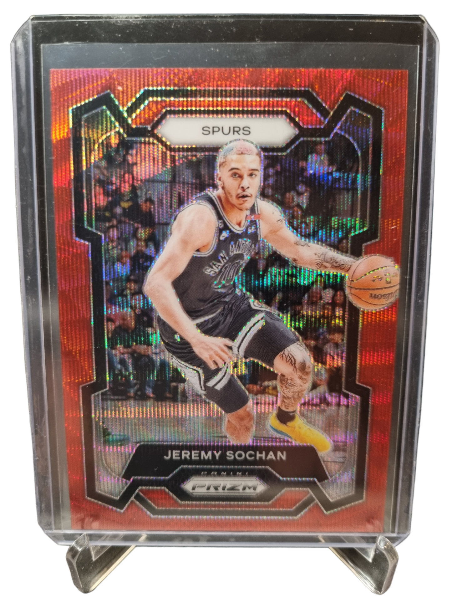 2023-24 Panini Prizm #122 Jeremy Sochan Red Wave Prizm