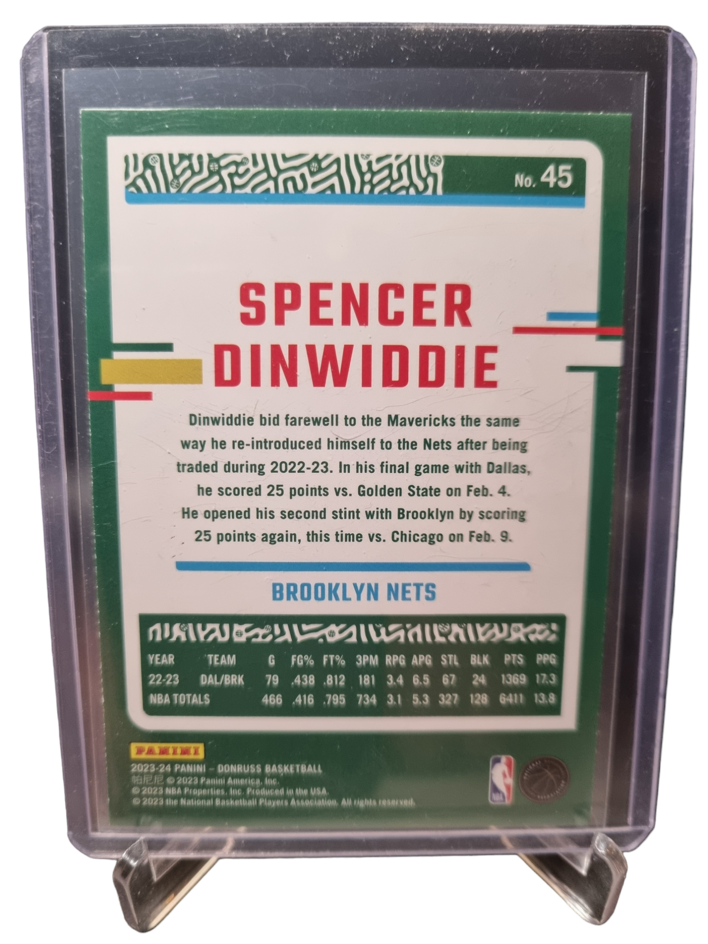 2023-24 Panini Donruss #45 Spencer Dinwiddie Red Laser Holo 19/99