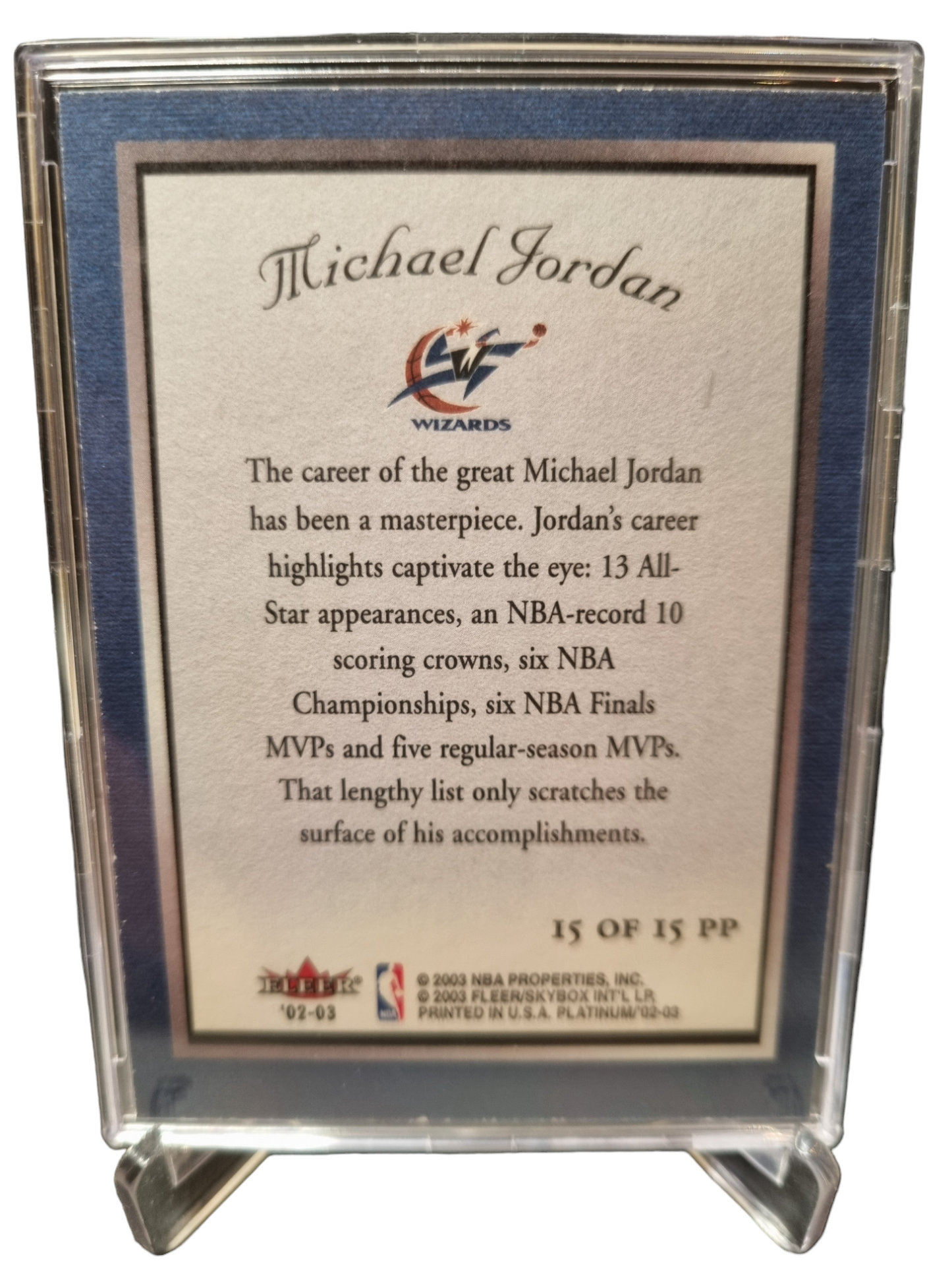 2002-03 Fleer #15 of 15 Michael Jordan Platinum Portraits Encased