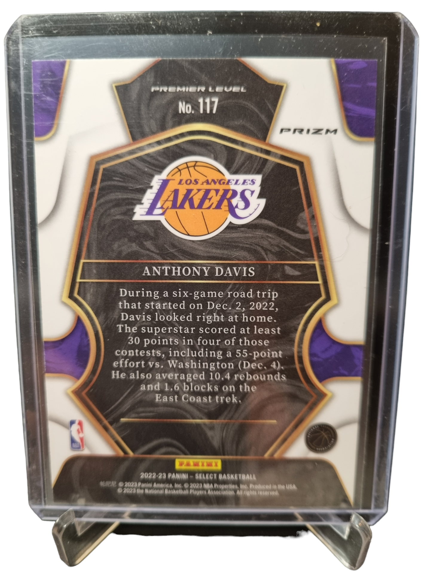 2022-23 Panini Select #117 Anthony Davis Premier Level Silver Prizm