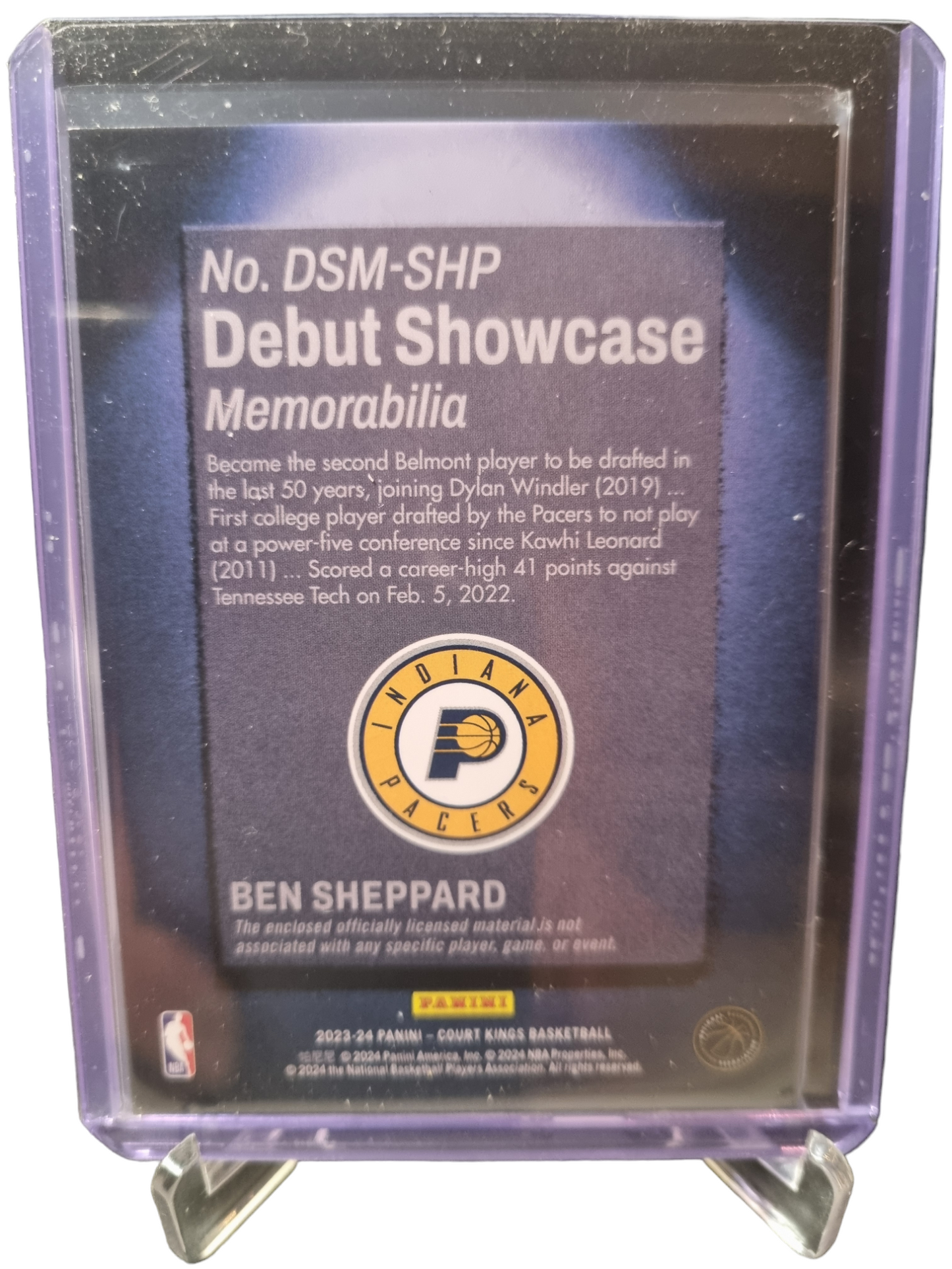 2023-24 Panini Court Kings #DSM-SHP Ben Sheppard Rookie Card Debut Showcase Memorabilia