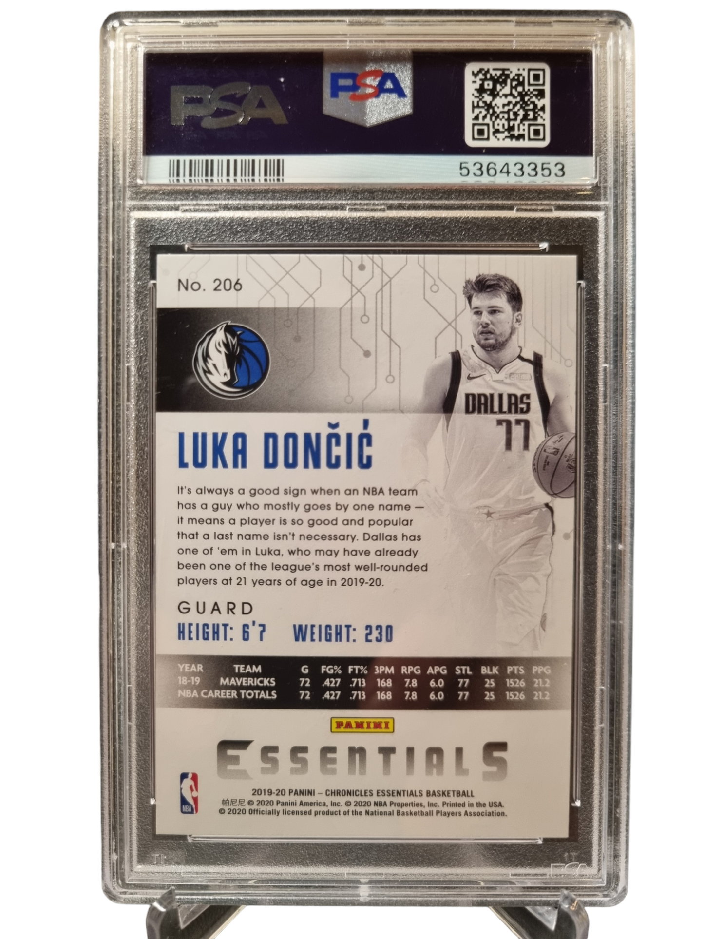 2019 Panini Chronicles #206 Luka Doncic PSA 10 Gem Mint