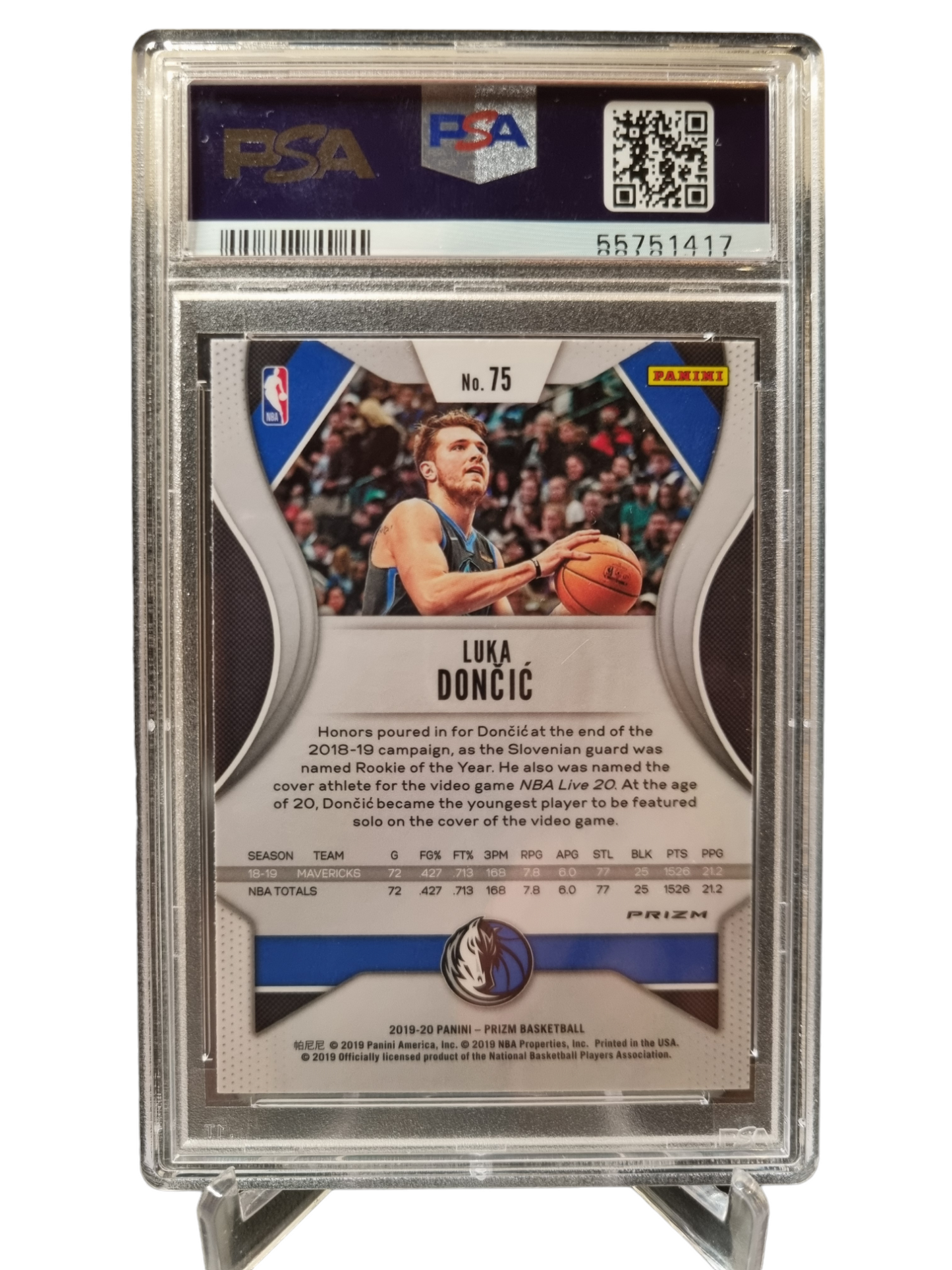 2019 Panini Prizm #75 Luka Doncic Red/White/Blue Prizm PSA 10 Gem Mint