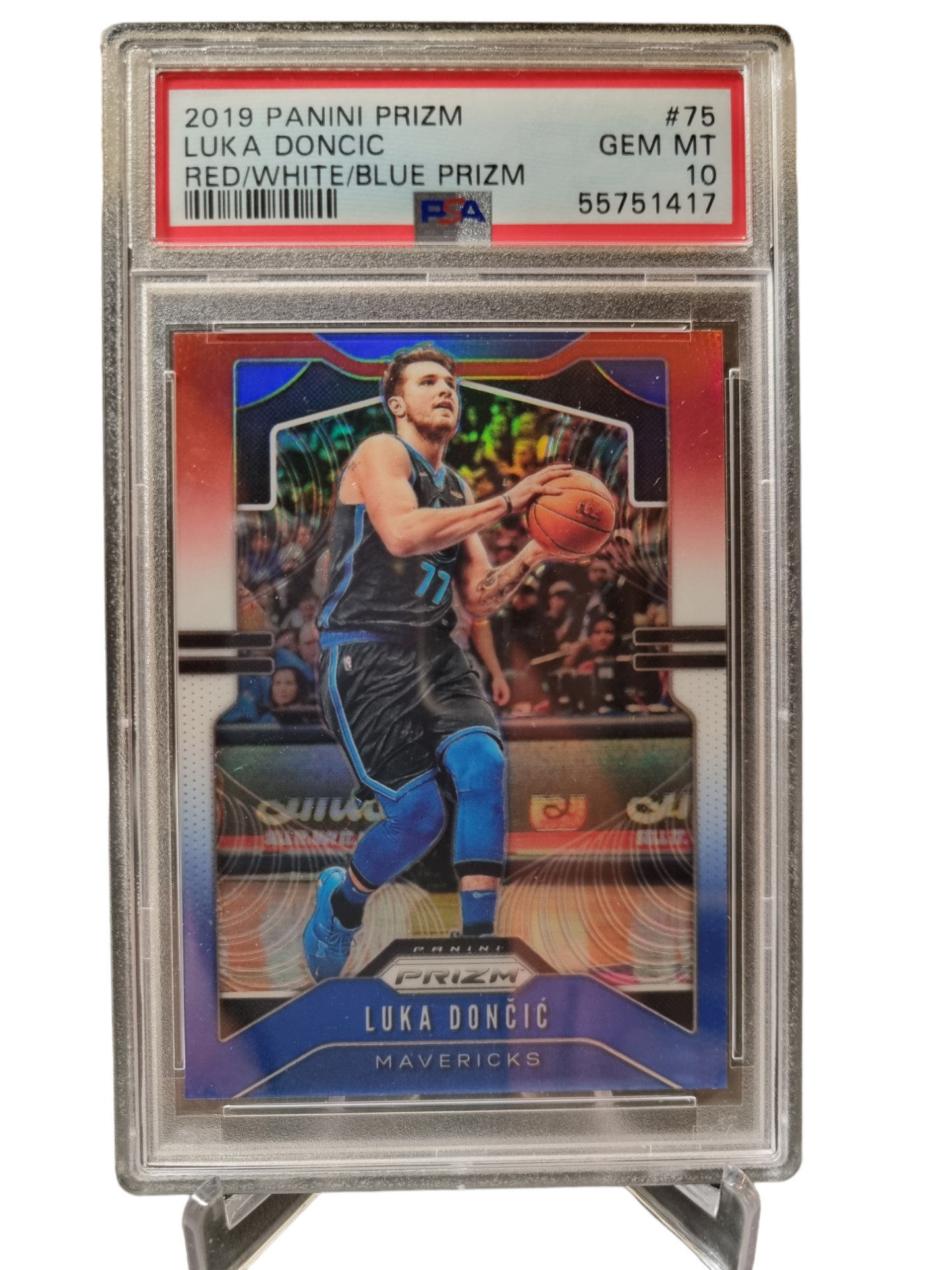 2019 Panini Prizm #75 Luka Doncic Red/White/Blue Prizm PSA 10 Gem Mint