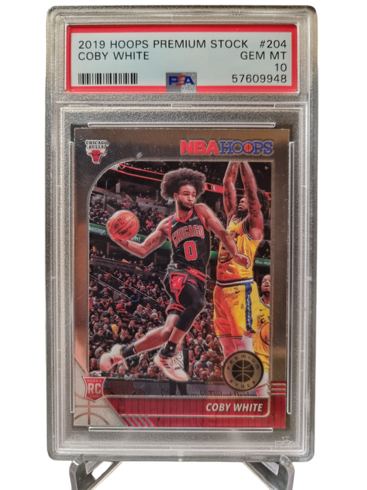 2019 Hoops Premium Stock #204 Coby White Rookie Card PSA10 Gem Mint