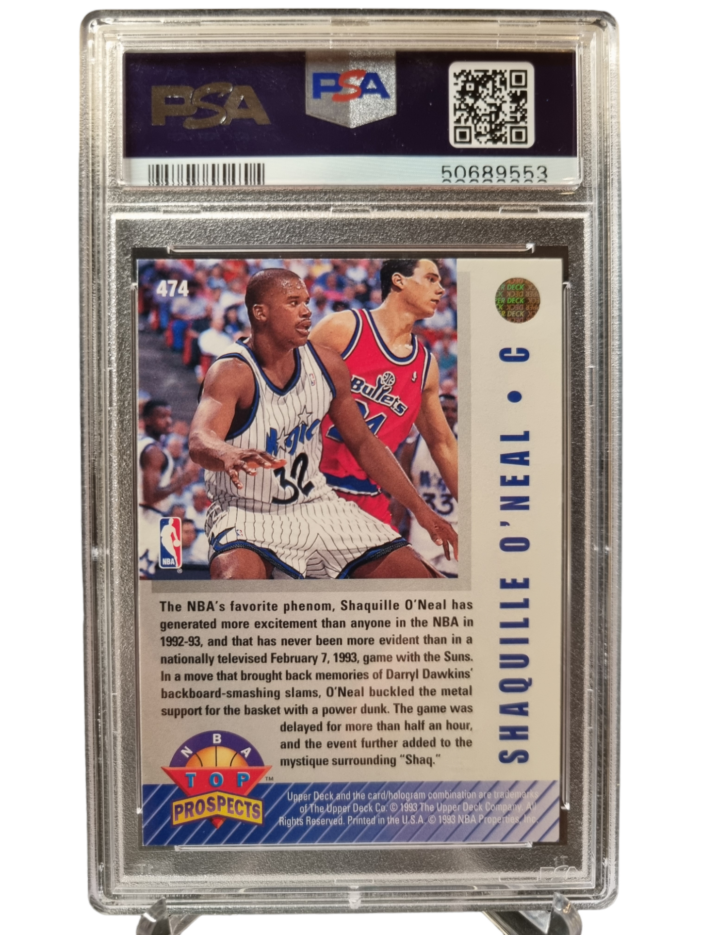1992 Upper Deck #474 Shaquille O'Neal Rookie Card PSA 9 Mint