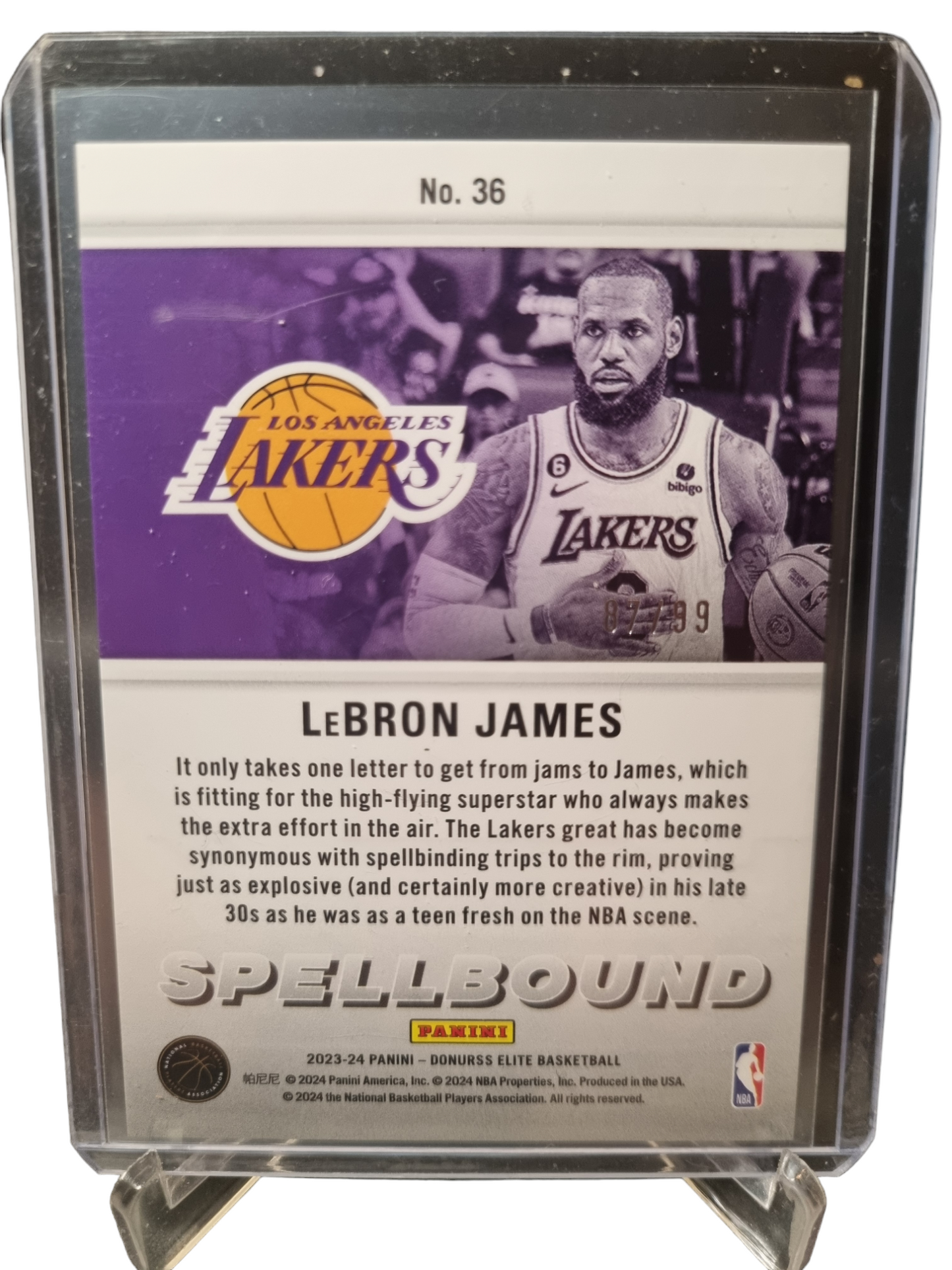 2023-24 Panini Donruss Elite #36 Lebron James Spellbound J 87/99