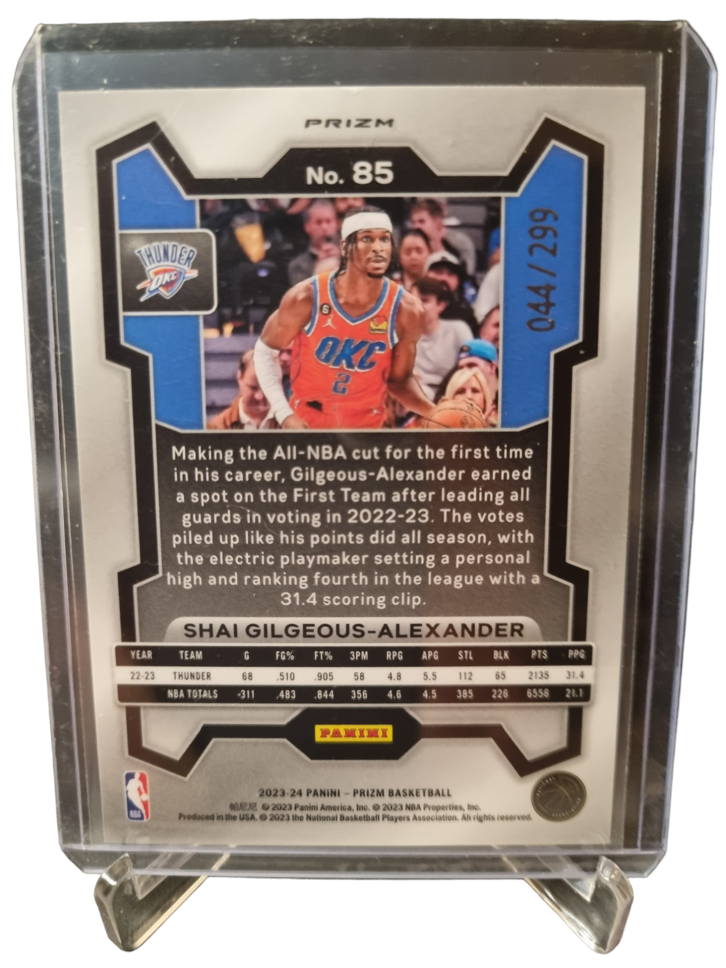 2023-24 Panini Prizm #85 Shai Gilgeous-Alexander Red Prizm 044/299