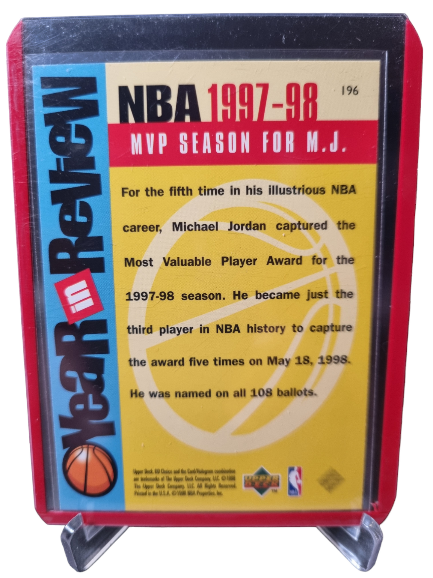 1998 Upper Deck #196 Michael Jordan Year In Review MVP Season