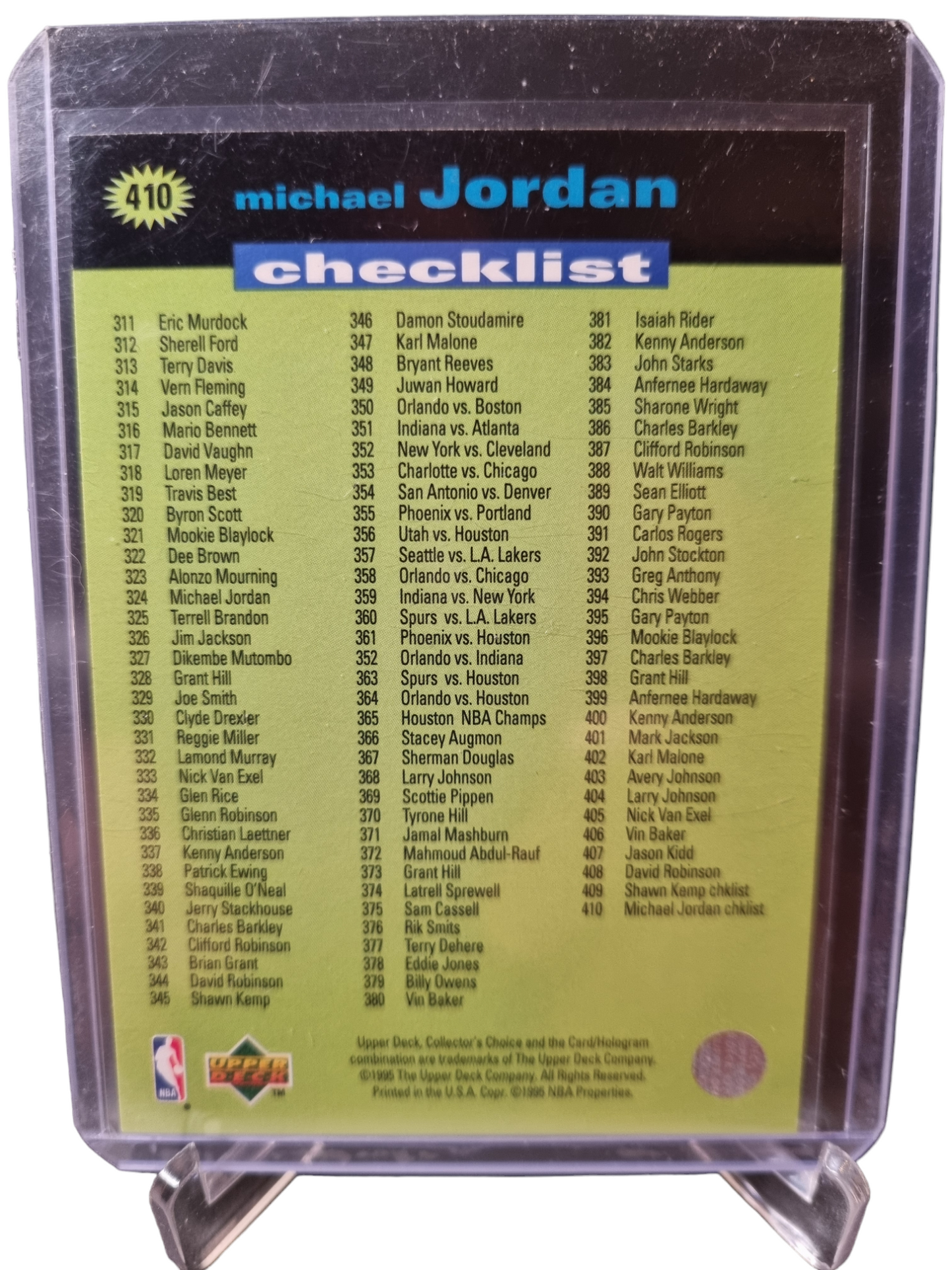 1995 Upper Deck #410 Michael Jordan Checklist 311-410