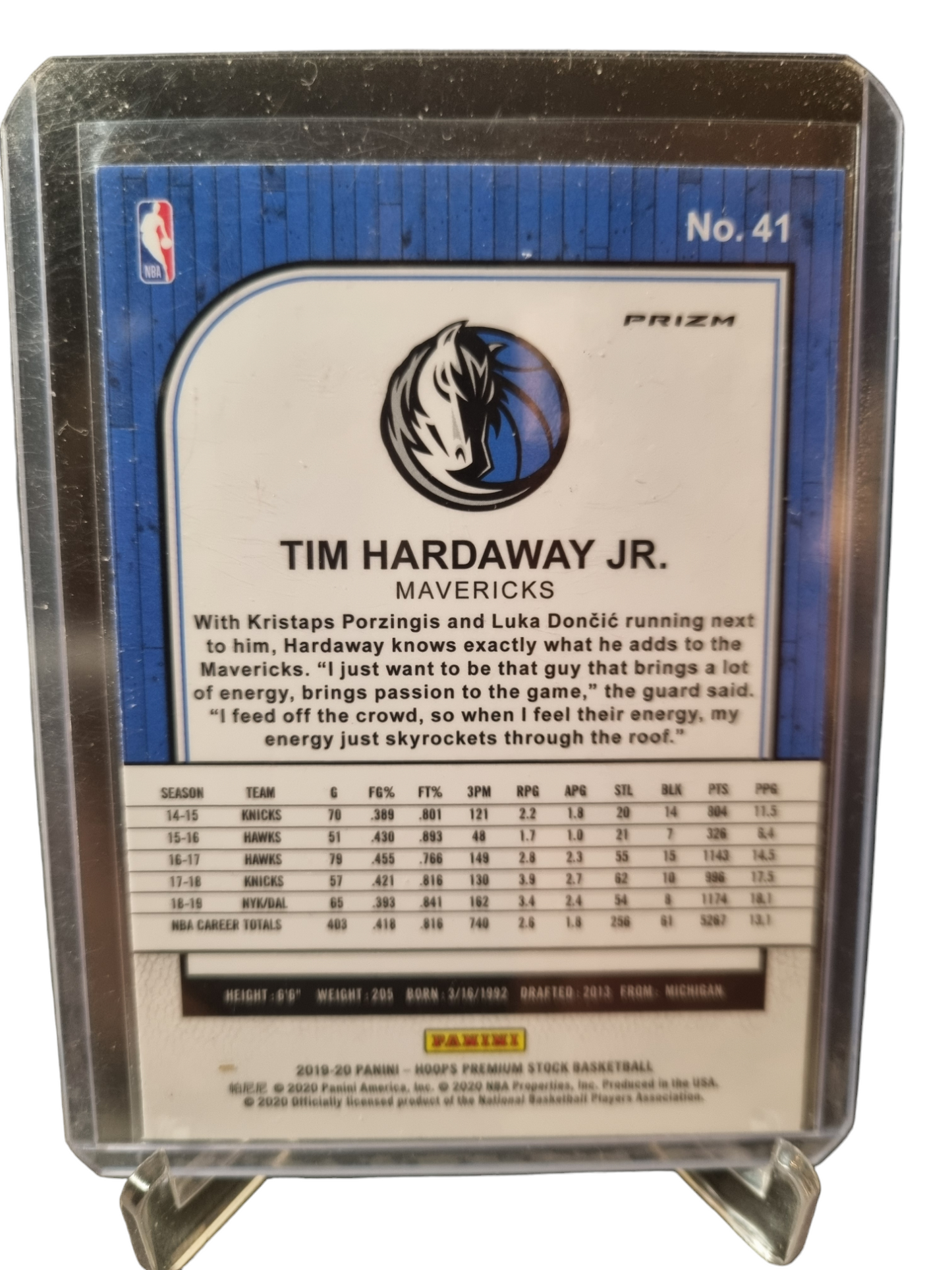 2019-20 Panini Hoops Premium Stock #41 Tim Hardaway JR Silver Prizm