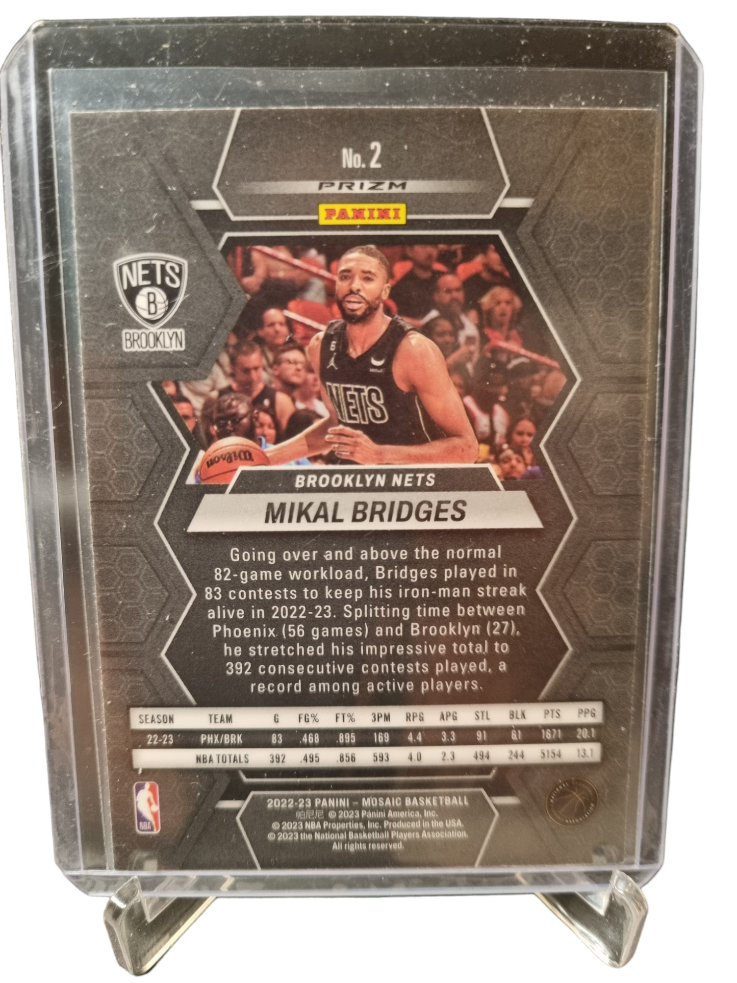 2022-23 Panini Mosaic #2 Mikal Bridges Silver Prizm