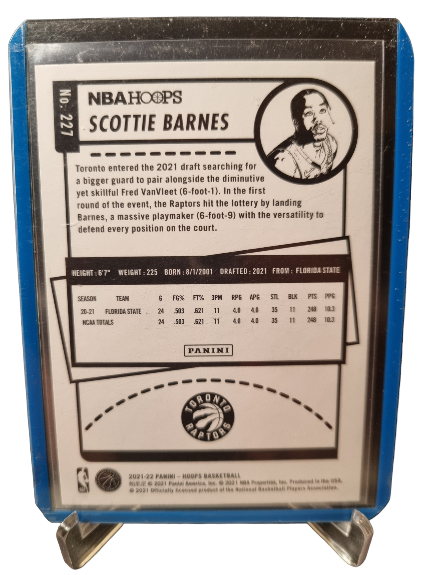 2021-22 Panini Hoops #227 Scottie Barnes Rookie Card