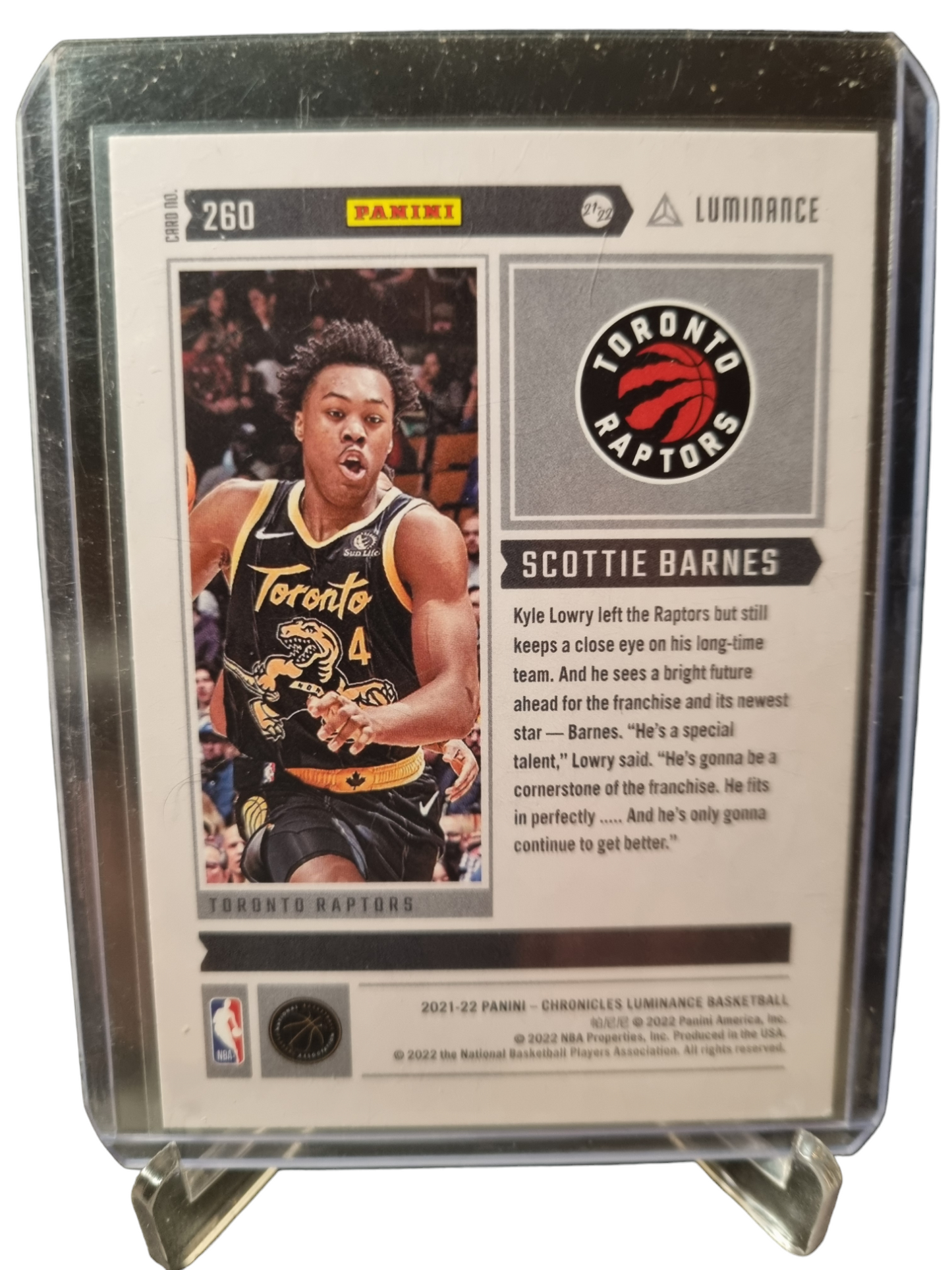 2021-22 Panini Chronicles Luminance #260 Scottie Barnes Rookie Card