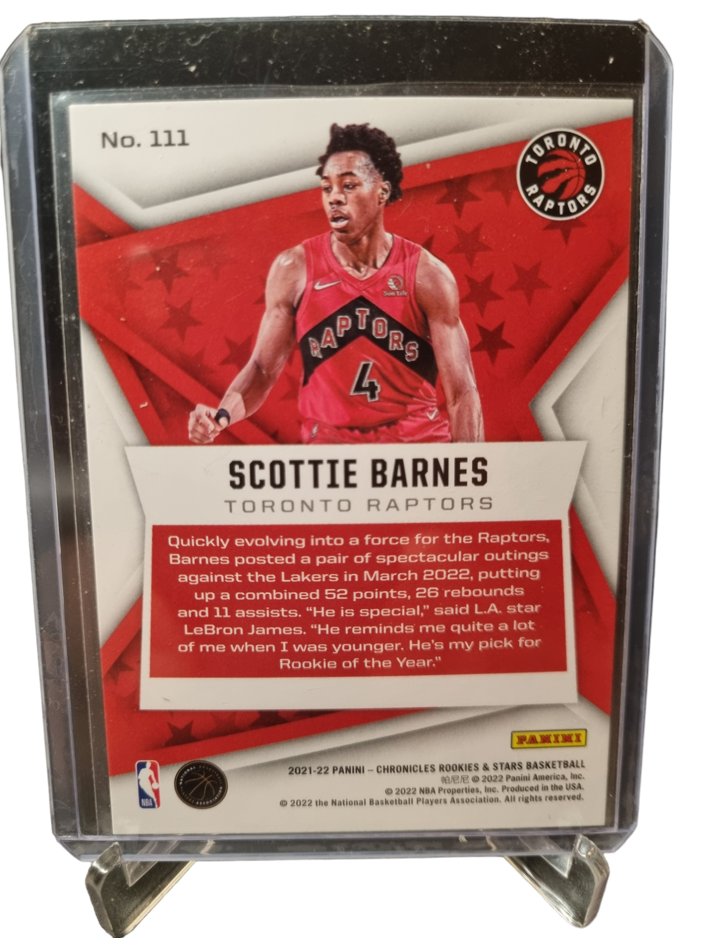 2021-22 Panini Chronicles Rookies and Stars #111 Scottie Barnes Rookie Card