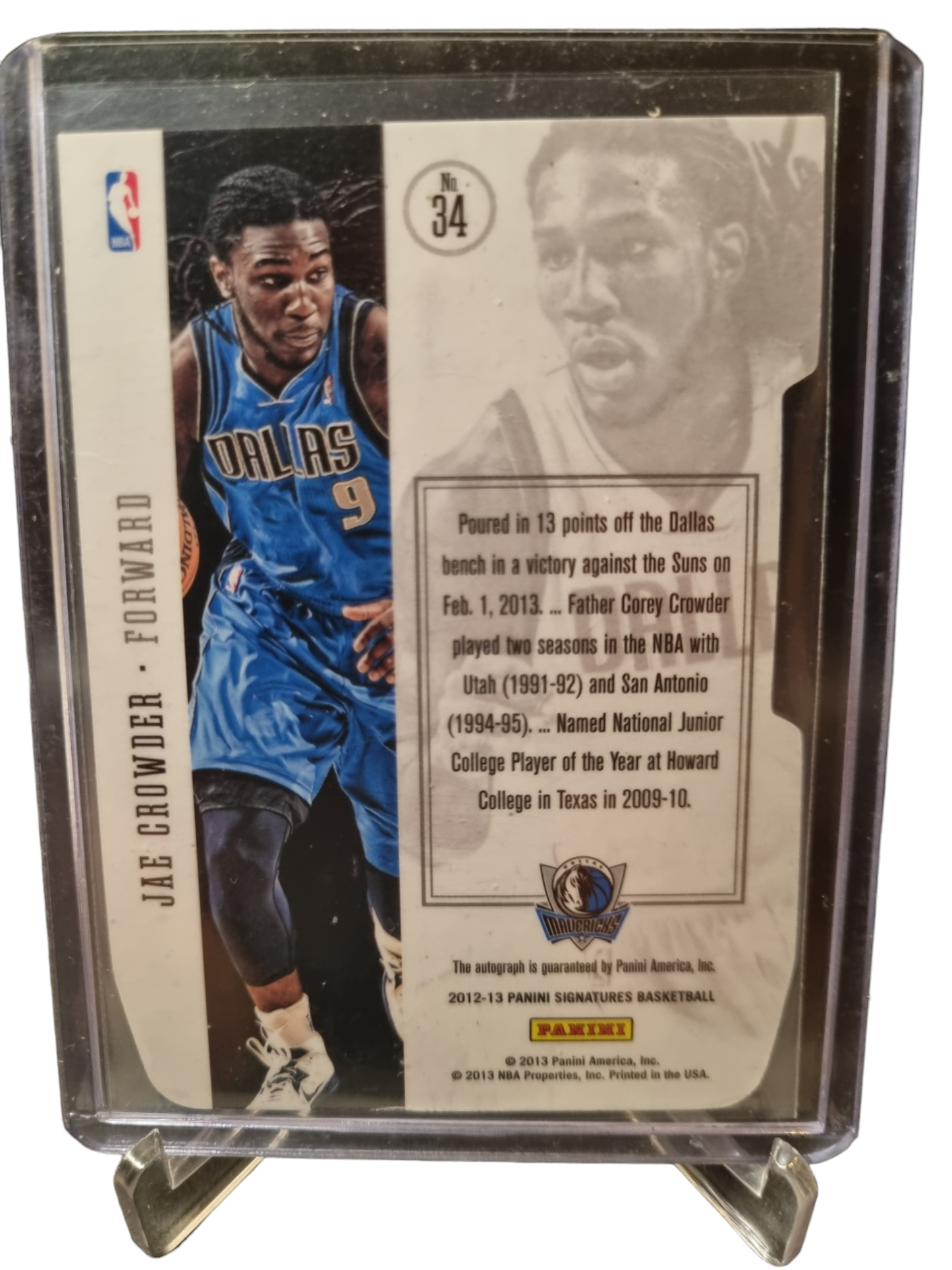 2012-13 Panini Signatures #34 Jae Crowder Panini Signatures On Card Autograph Die Cut