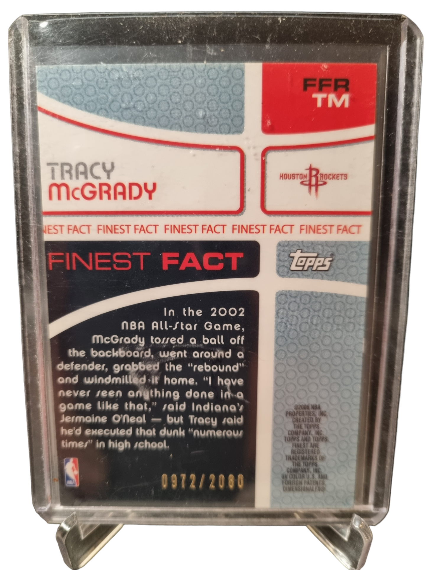 2006 Topps Finest #FFR-TM Tracy McGrady Finest Fact Game Worn Patch 0972/2080